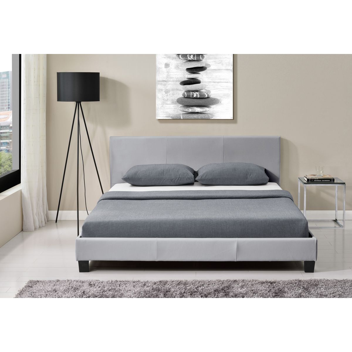 Lit avec tête de lit et sommier à lattes 140x190 cm MARTIN