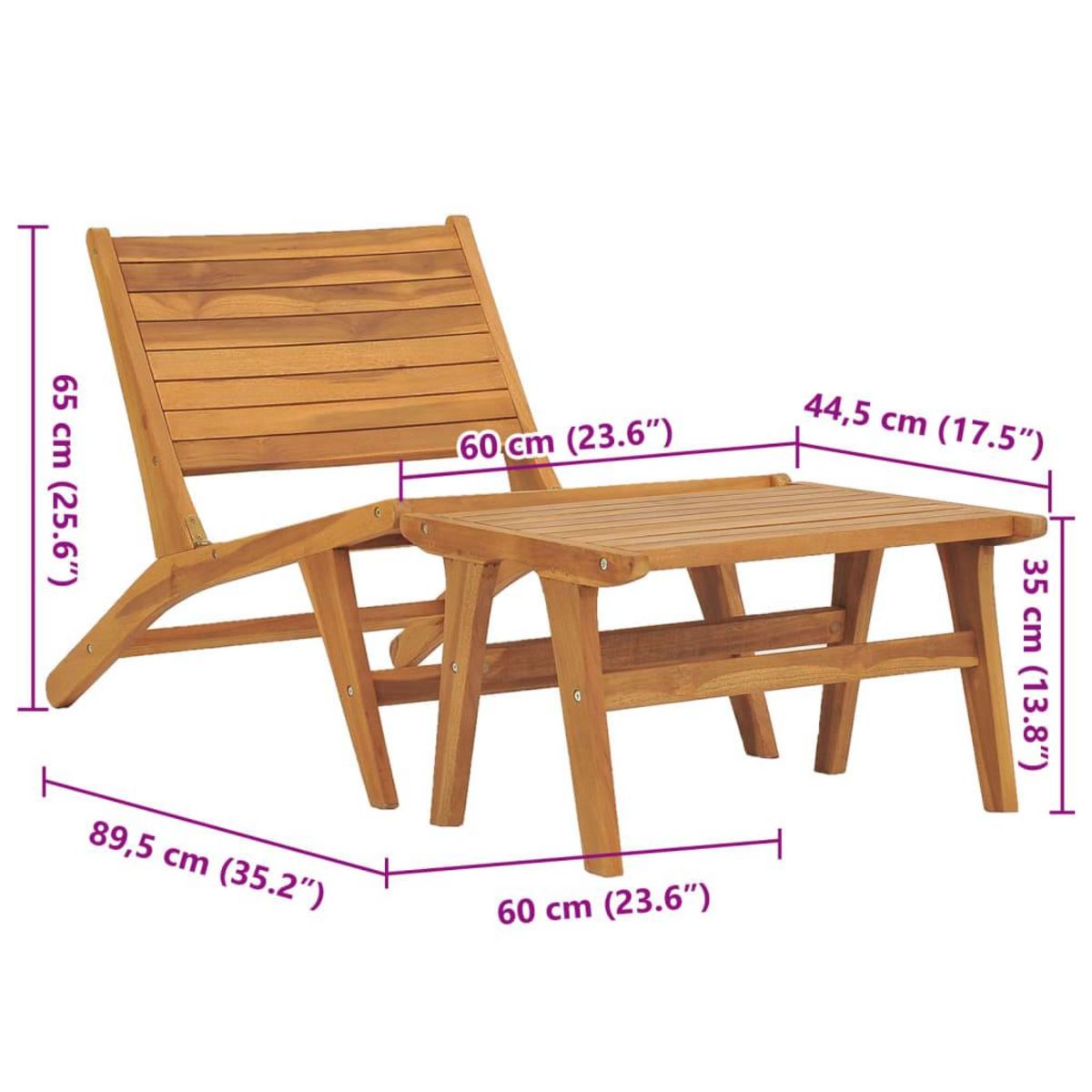 VIDAXL Chaise de jardin avec repose-pied Bois de teck solide