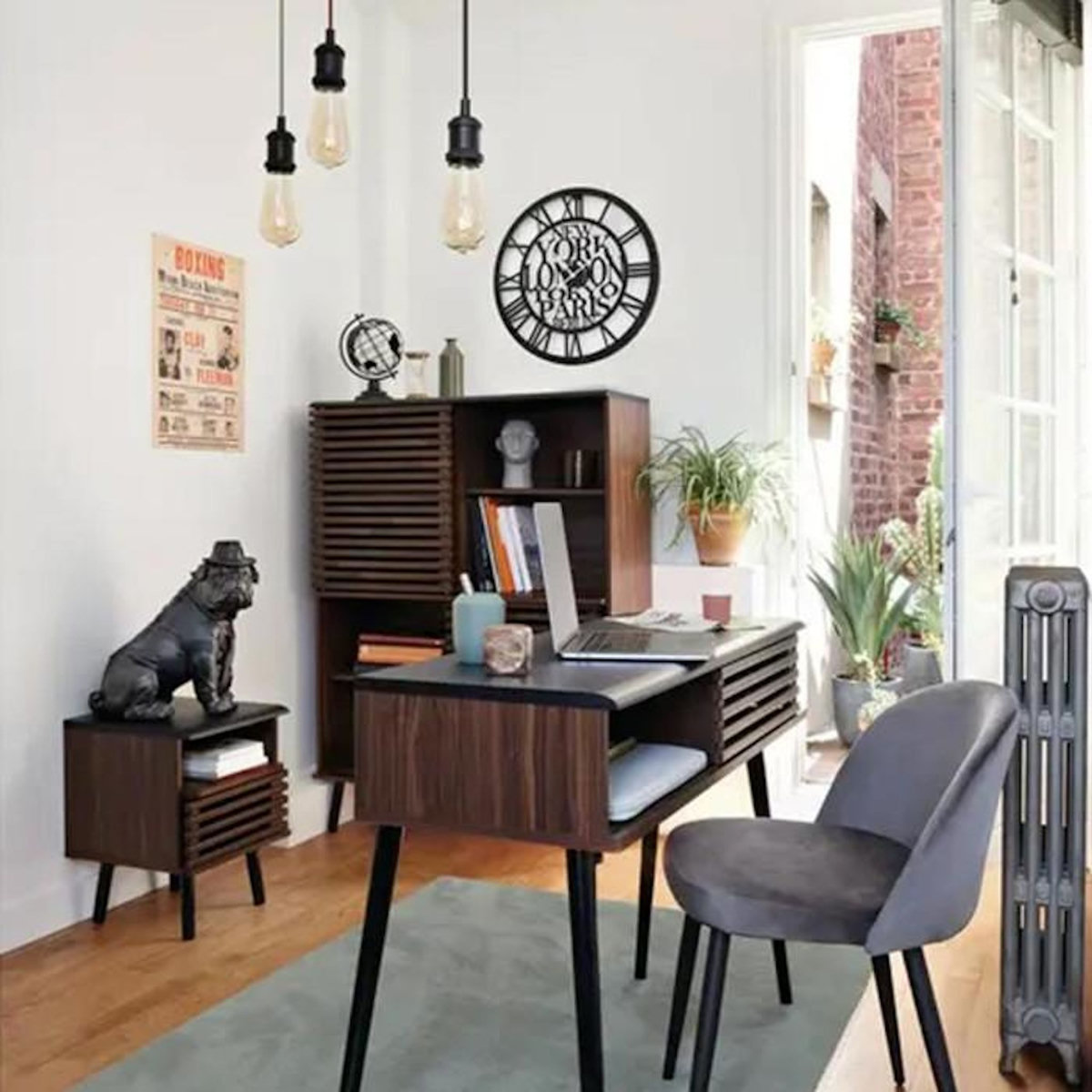 ATMOSPHERA Statue Chien Assis  Bulldog  44cm Noir