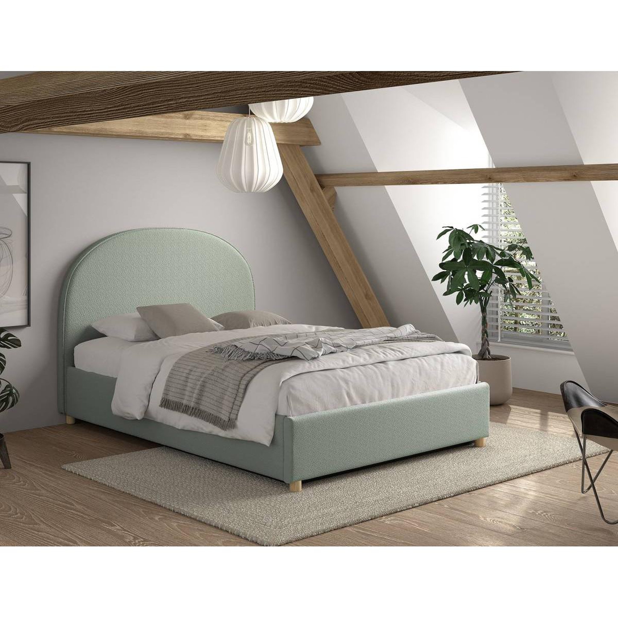 Voir la diapositive 6 : Paris Prix Lit coffre adulte  moon  140x200cm vert