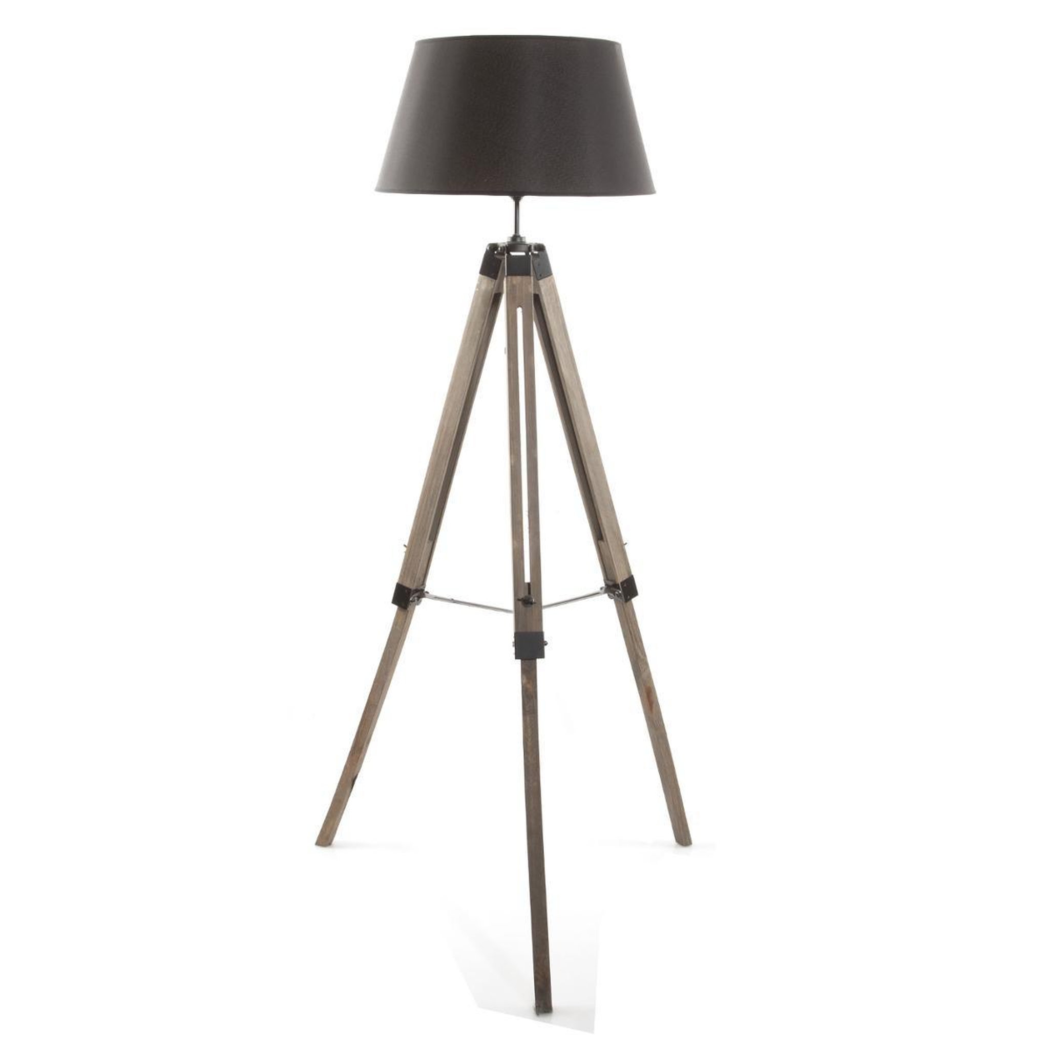 Voir la diapositive 2 : ATMOSPHERA Lampadaire trépied bois  runo  145cm noir