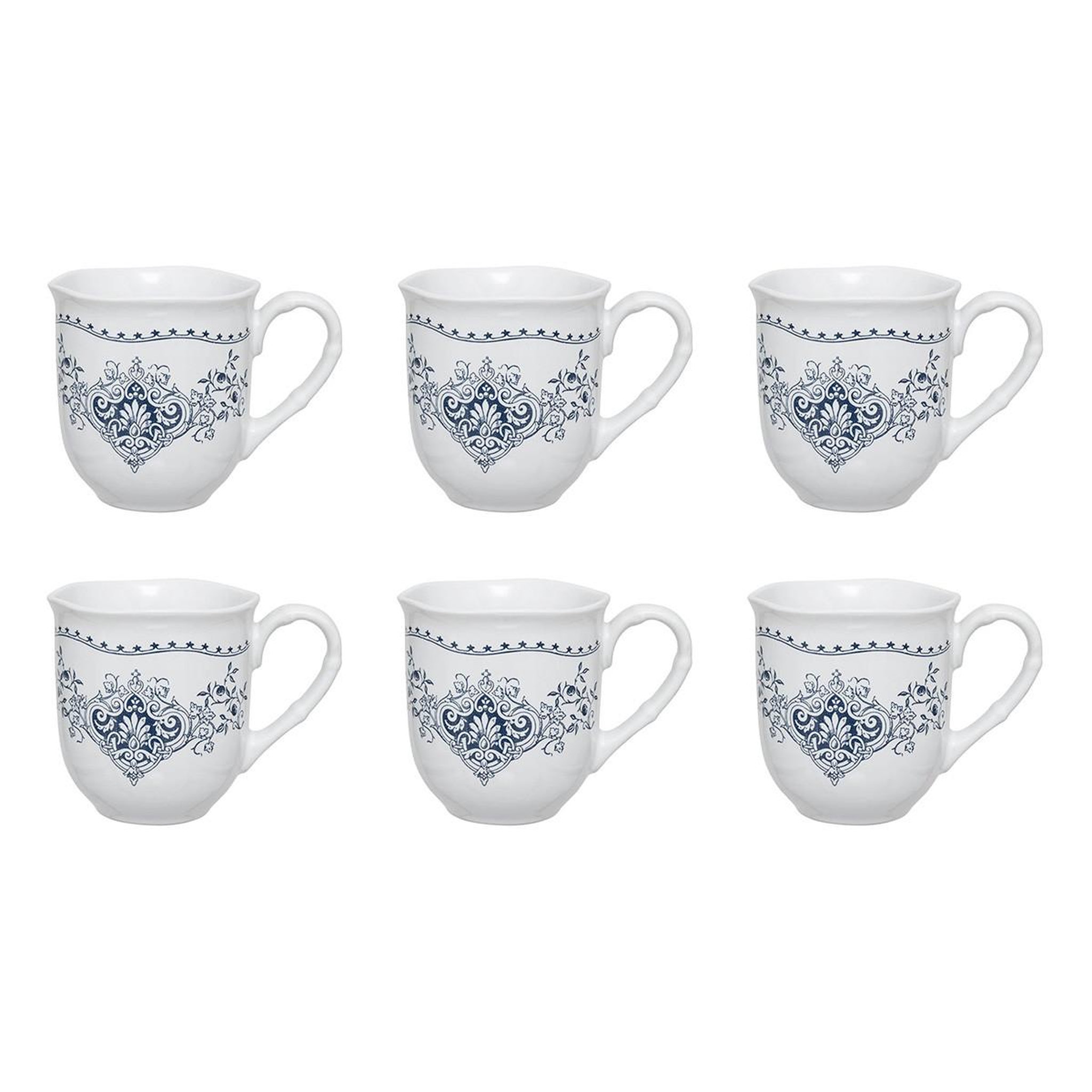 SECRET DE GOURMET Lot de 6 mugs en céramique  little cottage  32cl blanc