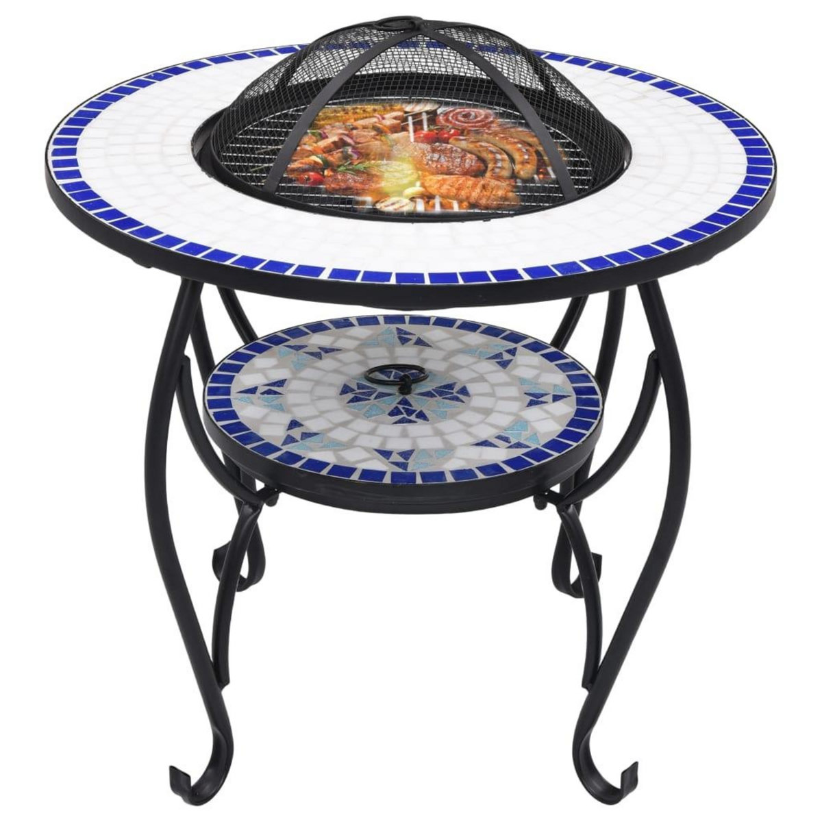 VIDAXL Table de foyer mosaïque Bleu et blanc 68 cm Ceramique