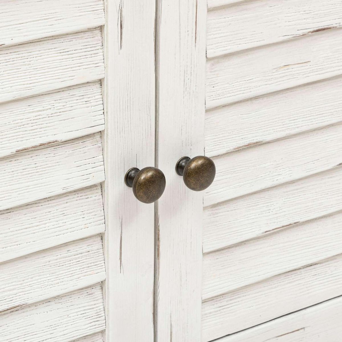 ATMOSPHERA Meuble TV 2 portes et 1 tiroir en bois OLBIA - Blanc et beige