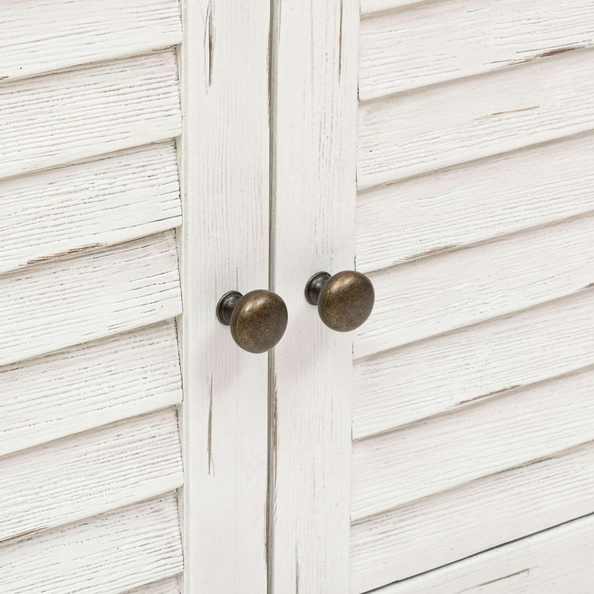 ATMOSPHERA Meuble TV 2 portes et 1 tiroir en bois OLBIA - Blanc et beige