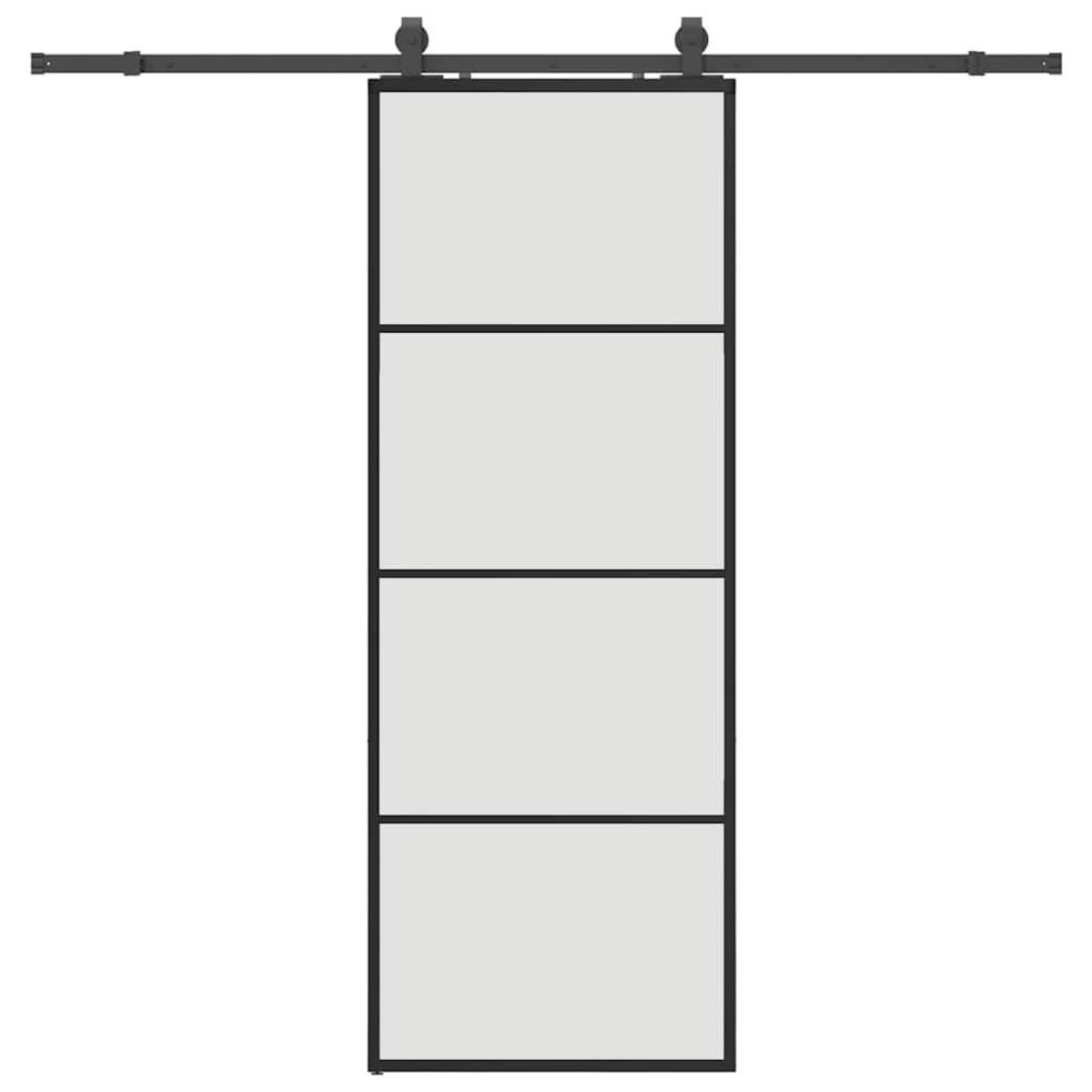 VIDAXL Porte coulissante kit de quincaillerie noir 76x205 cm verre ESG
