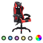 VIDAXL Fauteuil de jeux video avec LED RVB Rouge et noir Similicuir
