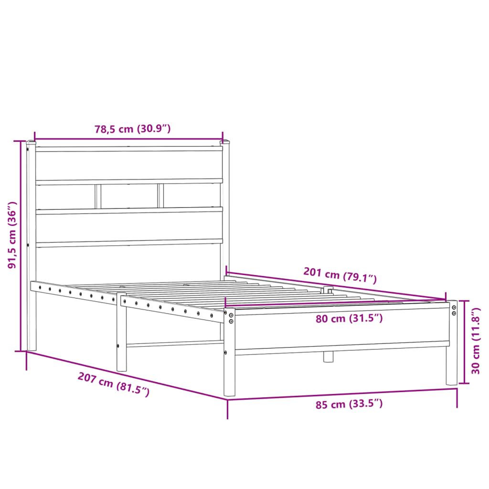 Voir la diapositive 6 : VIDAXL Cadre de lit sans matelas chene sonoma 80x200 cm