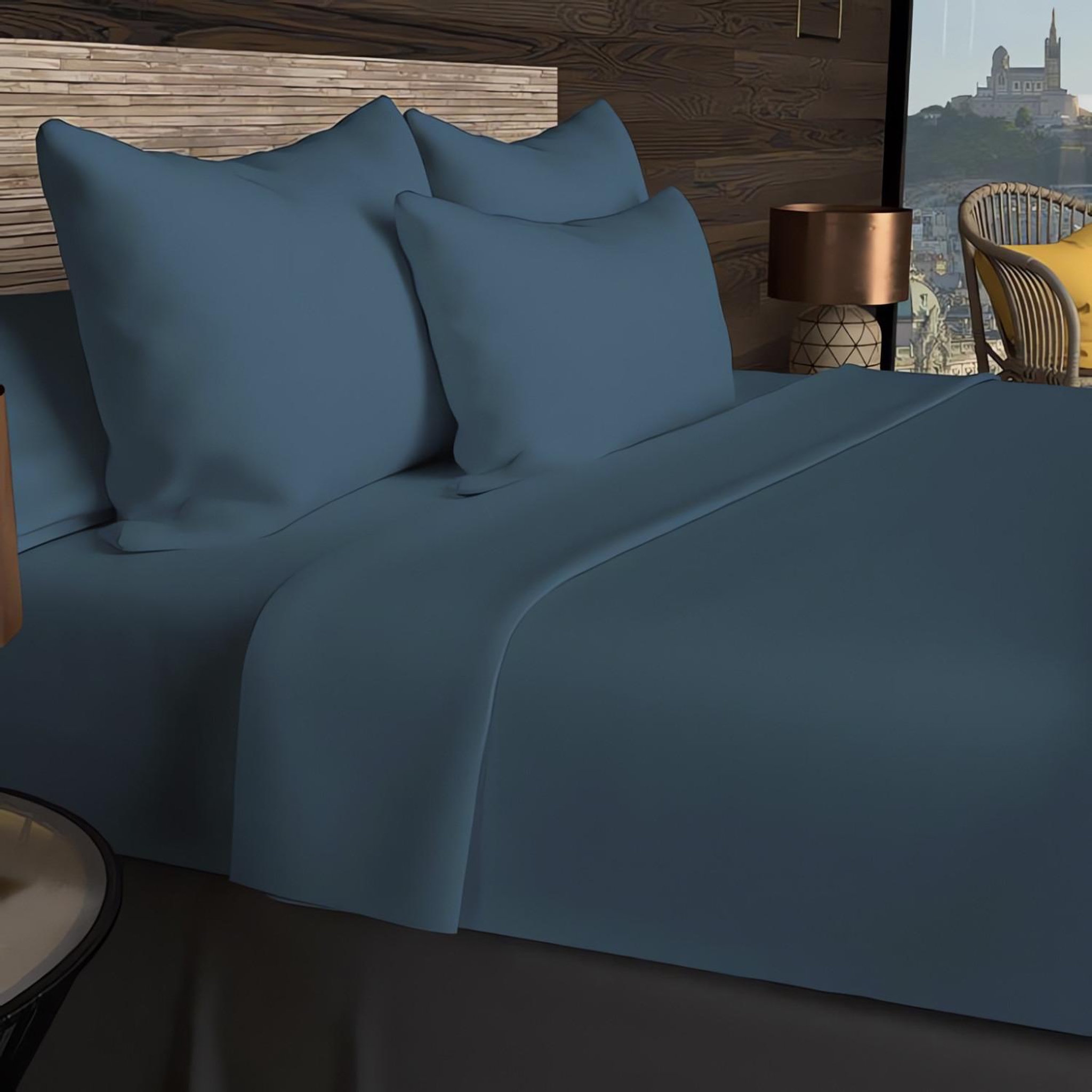 Voir la diapositive 3 : SOLEIL D'OCRE Drap housse en coton 57 fils uni, par soleil d'ocre