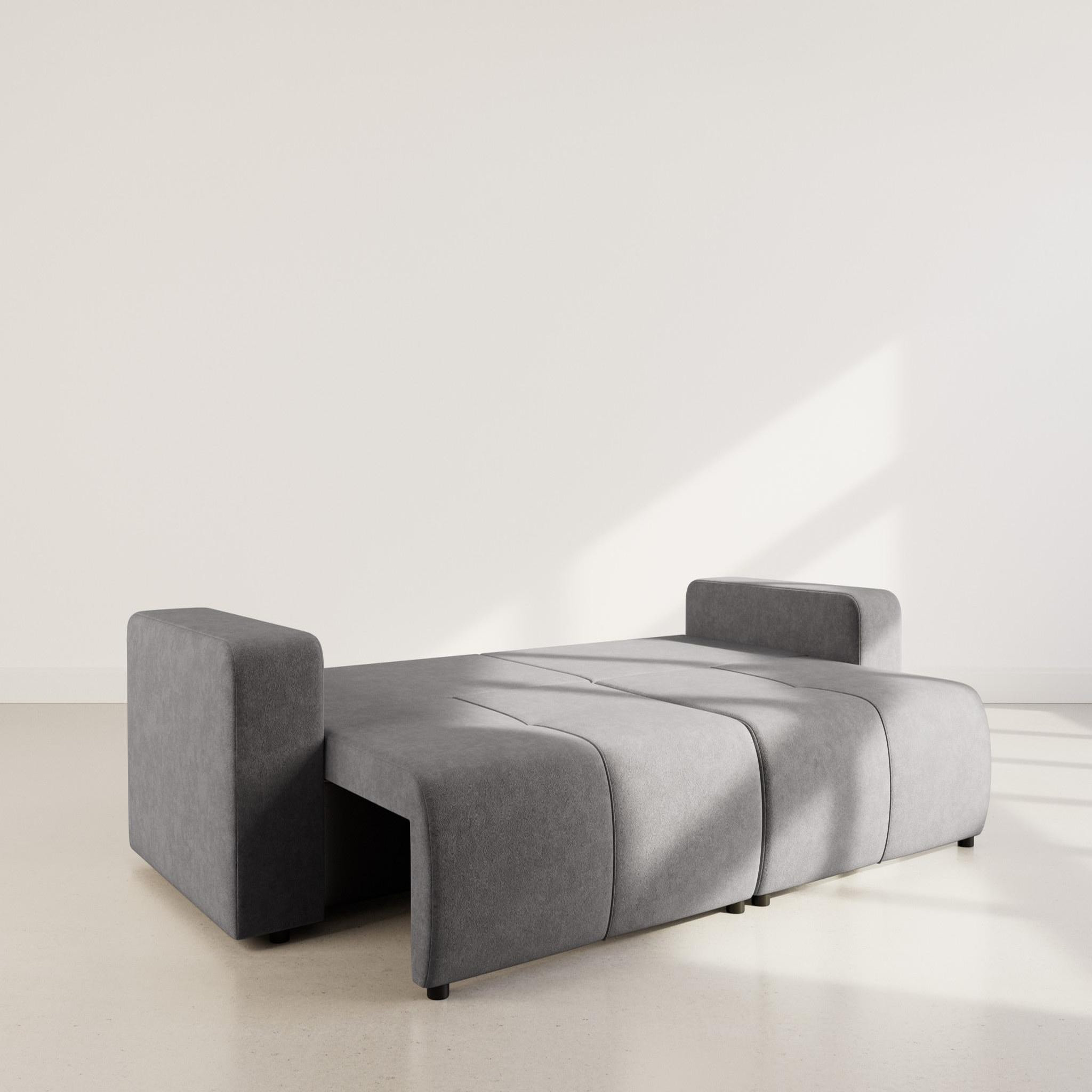 Voir la diapositive 2 : BEST MOBILIER Nicole - canapé droit 4 places convertible avec coffre en tissu