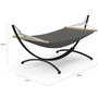 Voir la diapositive 4 : ID MARKET Hamac XL avec support métal noir et toile gris anthracite