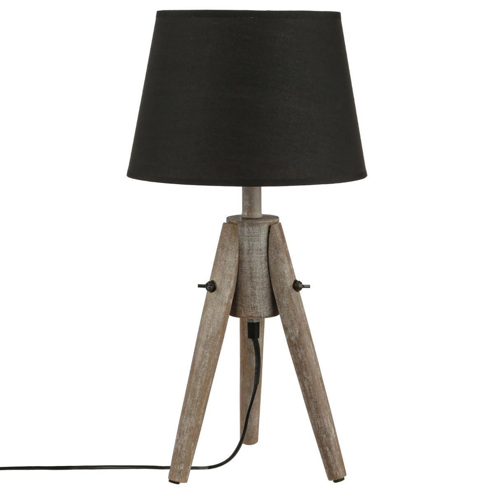 ATMOSPHERA Lampe à poser bois  abat-jour  46cm gris