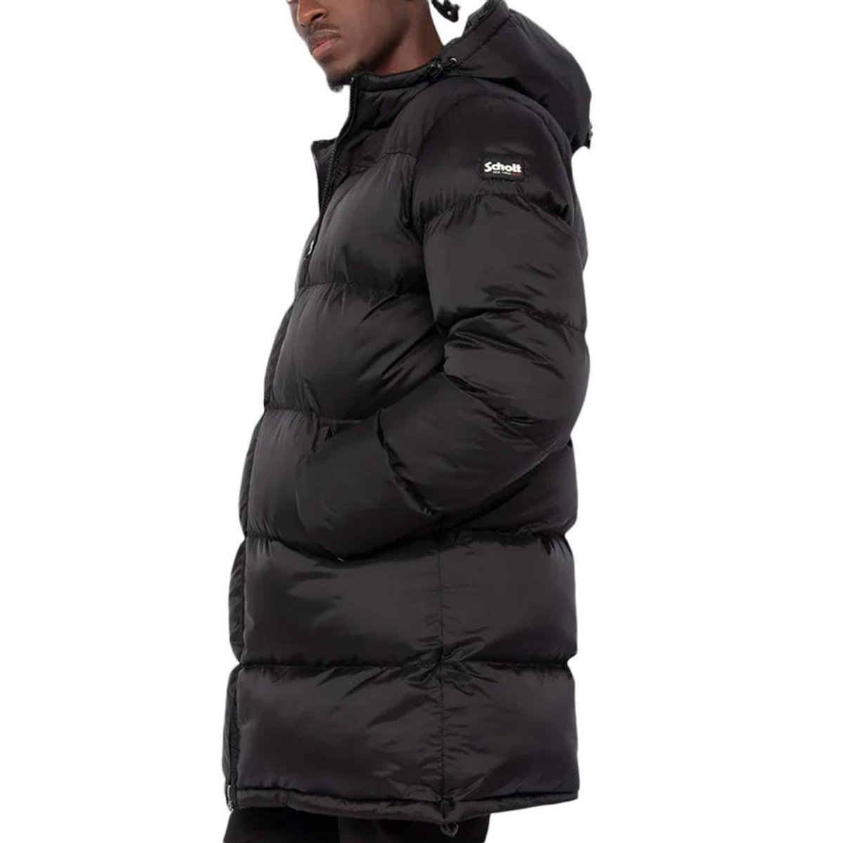 Schott Doudoune longue noire à capuche  Homme Schott MICKS