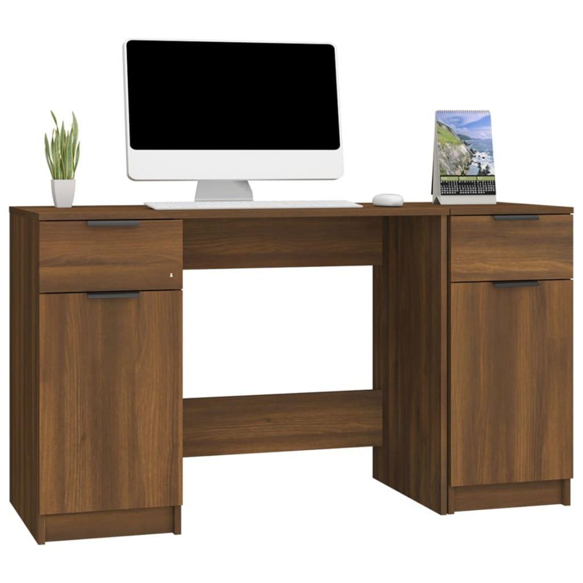 VIDAXL Bureau avec armoire laterale Chene marron Bois d'ingenierie