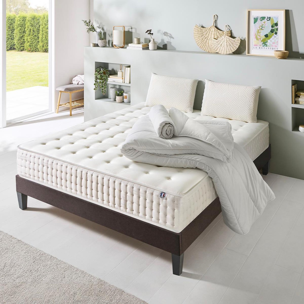 OLYMPE LITERIE OLYMPE LITERIE | Pack Prêt à dormir APOLLON | Matelas Mémoire de forme + Sommier + Accessoires