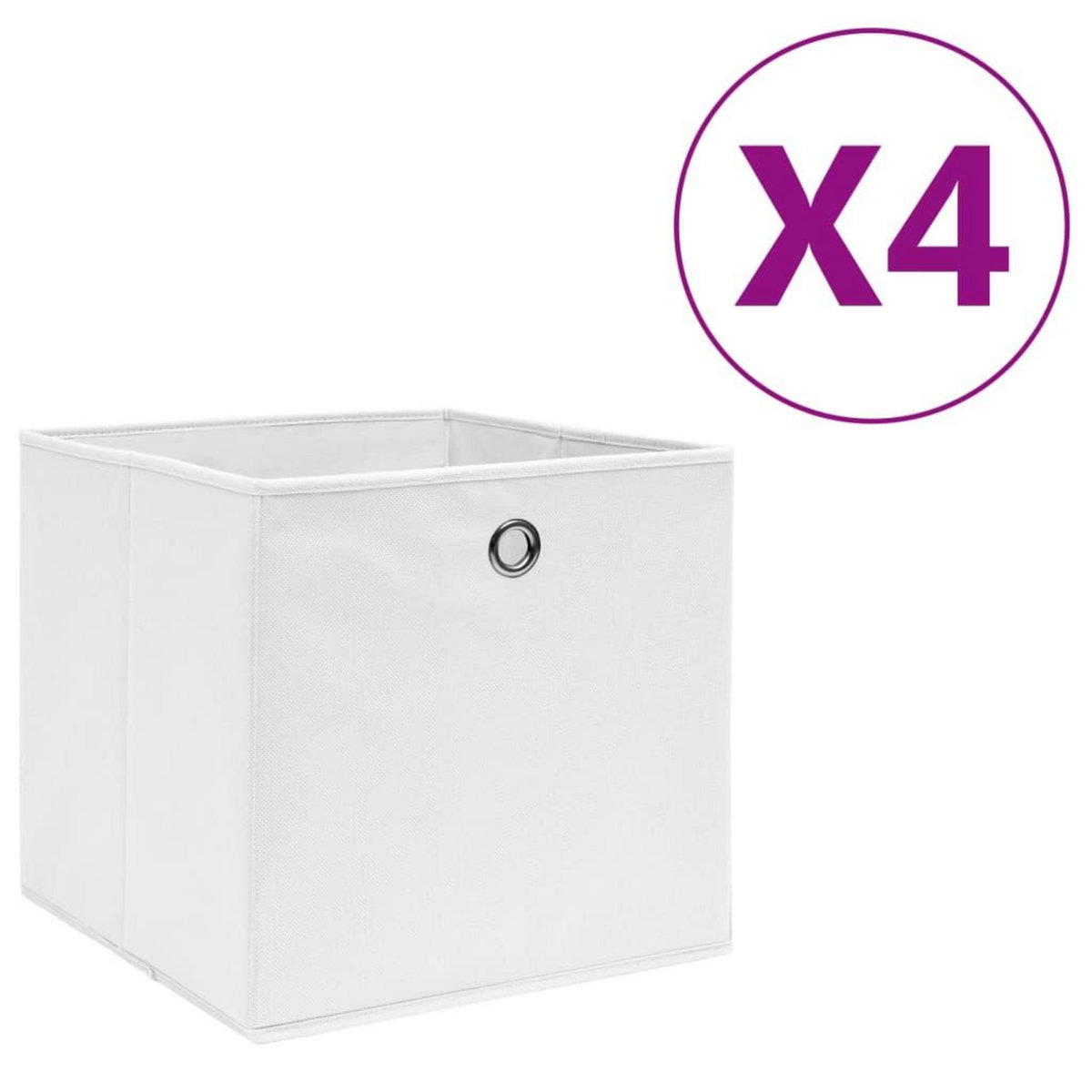 VIDAXL Boîtes de rangement 4 pcs Tissu intisse 28x28x28 cm Blanc
