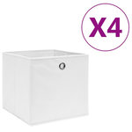 VIDAXL Boîtes de rangement 4 pcs Tissu intisse 28x28x28 cm Blanc