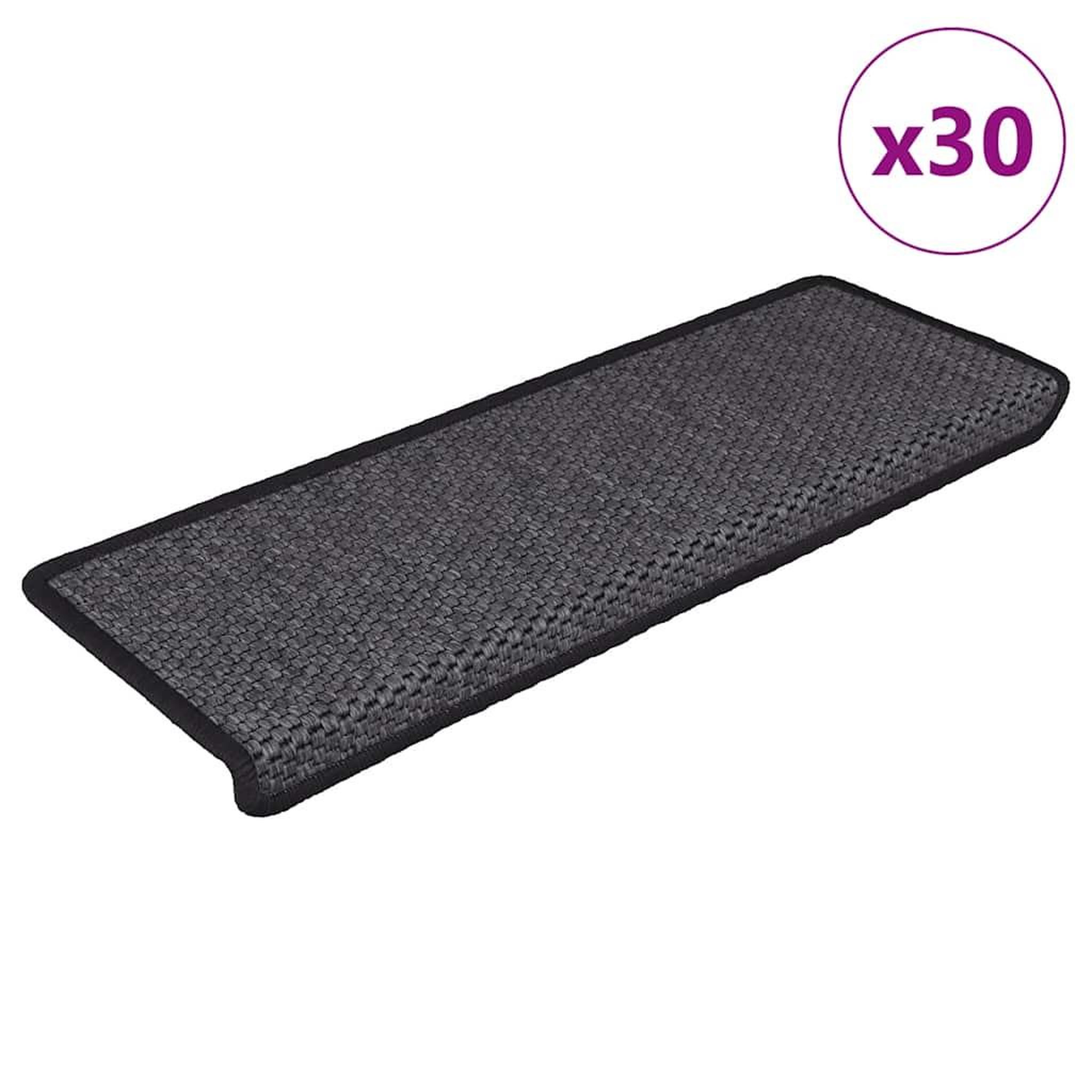 VIDAXL Tapis d'escalier autocollants 30 pcs 65x21x4 cm anthracite