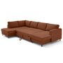 Voir la diapositive 2 : LISA DESIGN Jake - canapé panoramique d'angle gauche 7 places convertible avec coffre en tissu velours relief