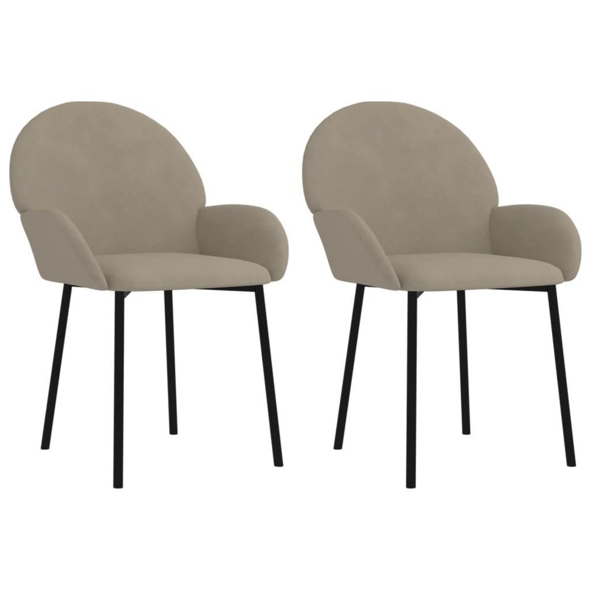 VIDAXL Chaises a manger lot de 2 Gris clair Velours