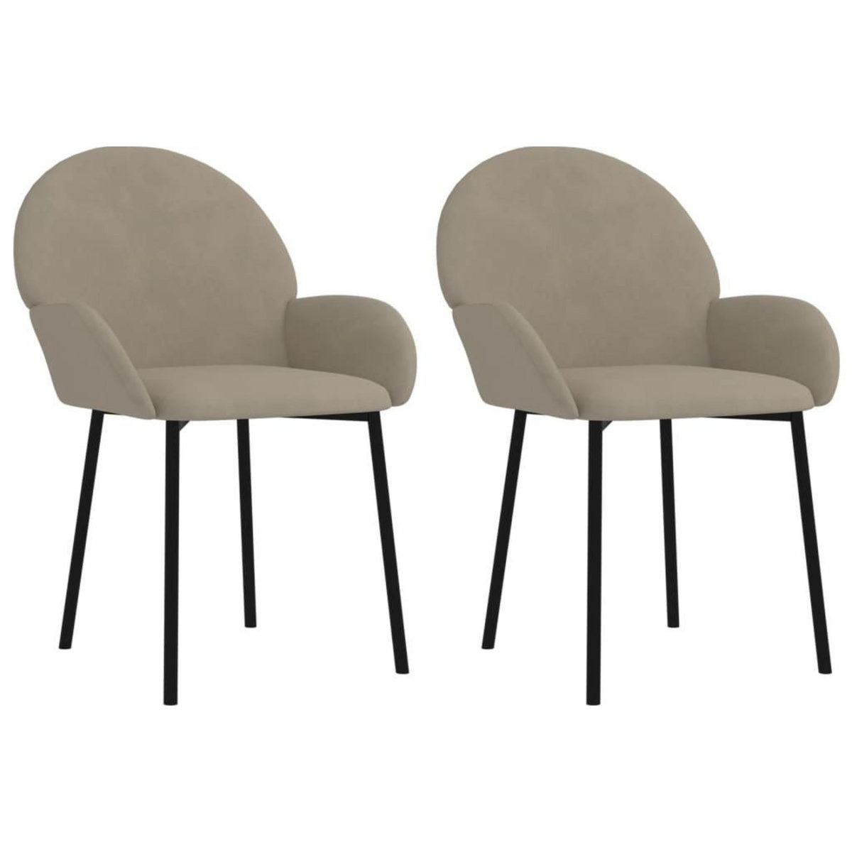 VIDAXL Chaises a manger lot de 2 Gris clair Velours