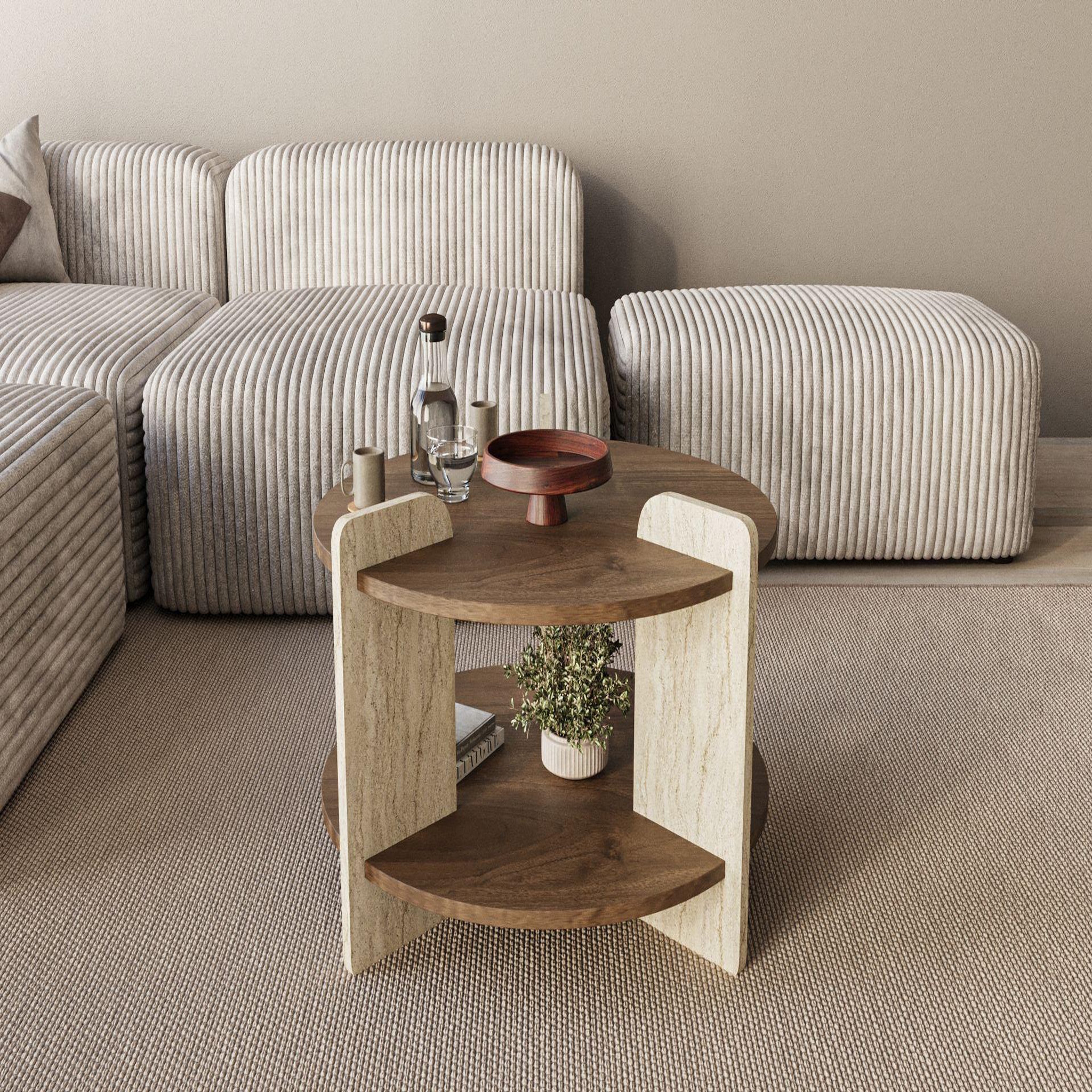 Voir la diapositive 3 : Habitat et Jardin Table basse en bois  oalla  70 x 70 x 45 cm - noyer