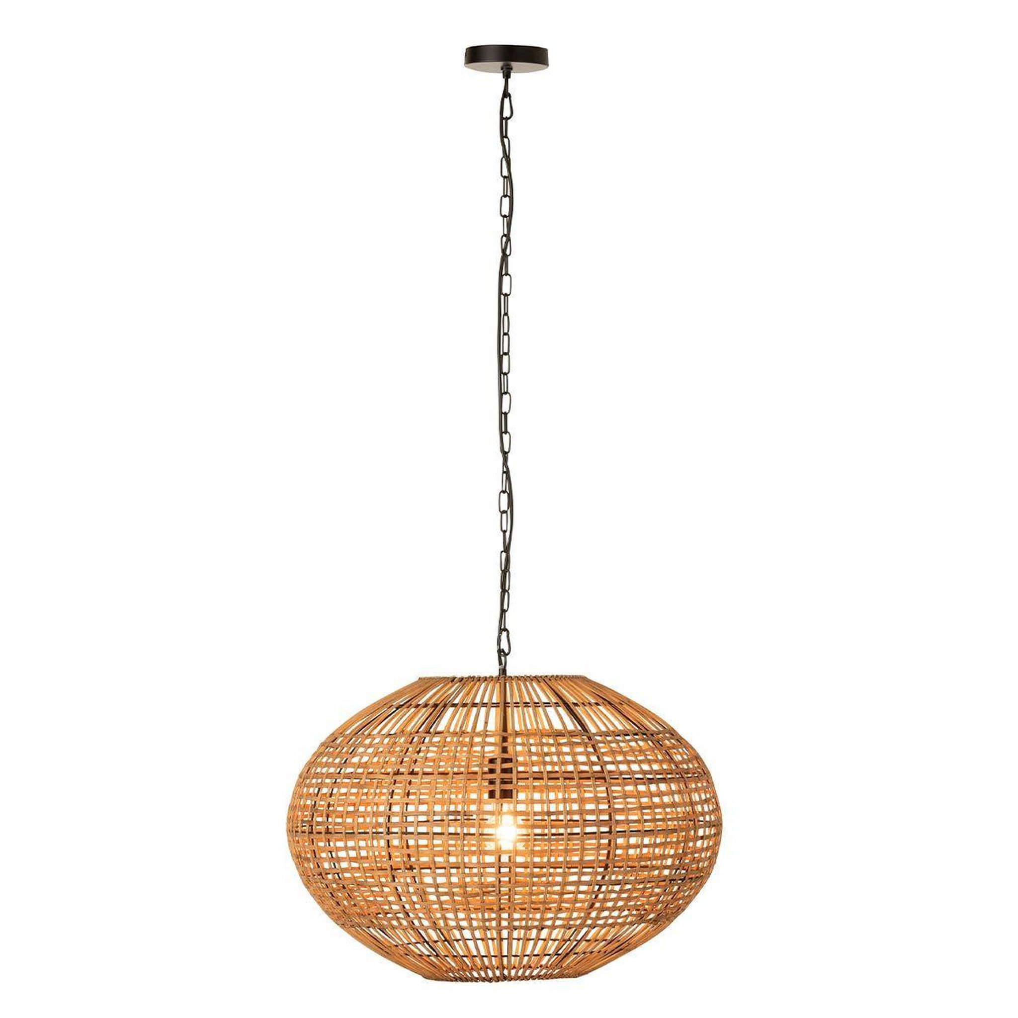 Voir la diapositive 2 : J-LINE Lampe suspension  rotin & métal  61cm naturel