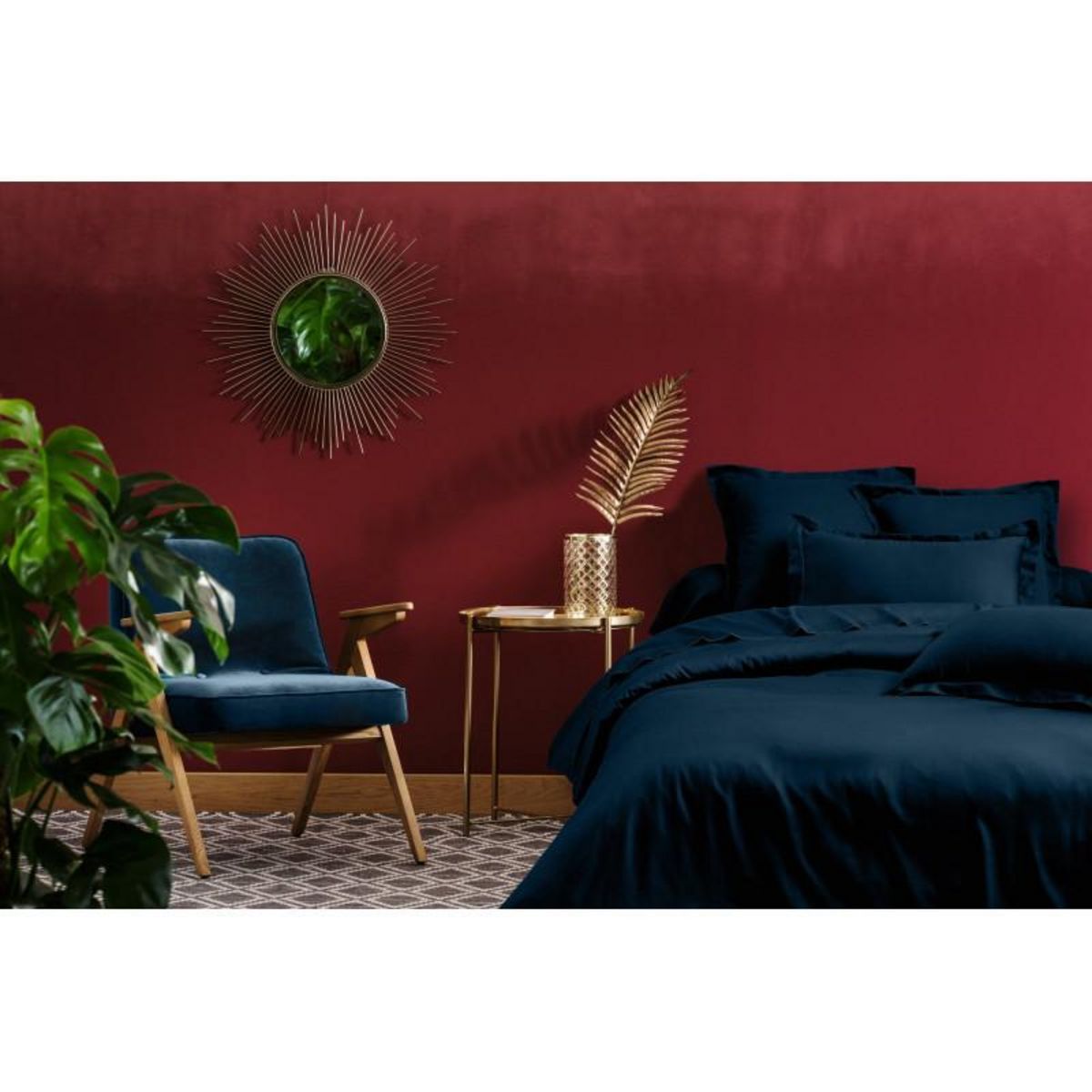 BLANC AVENUE PARIS Parure de draps 4 pièces 100%  Satin de coton Peigné  / 80 fils /cm² pour lit 160 x 200 cm