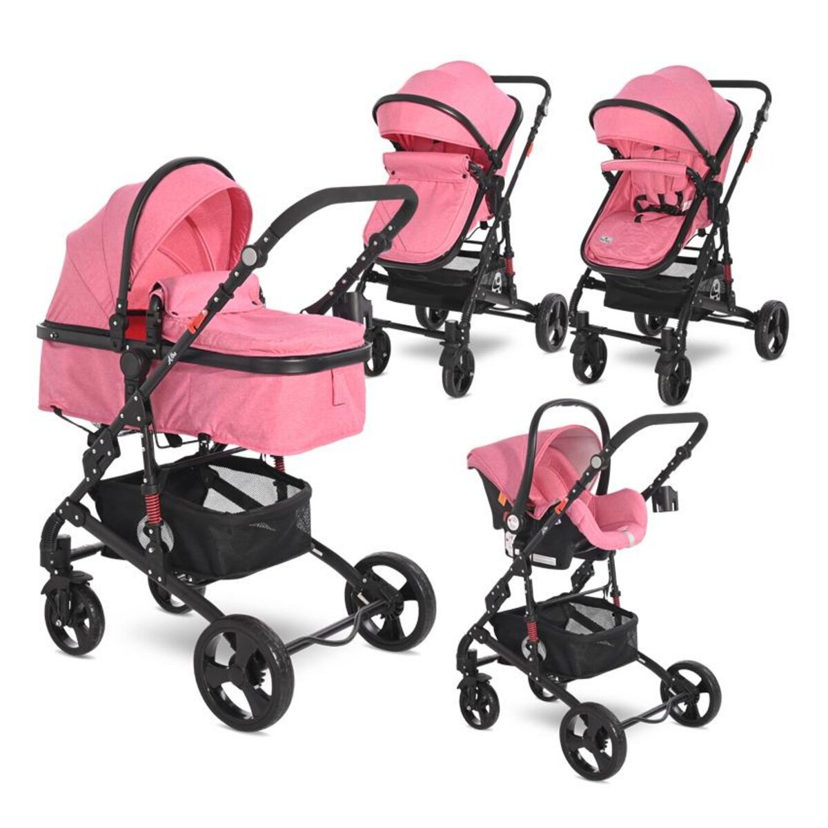 Poussette 3 en 1 Bébé Combinée Siège-Auto Nacelle Trio Réversible