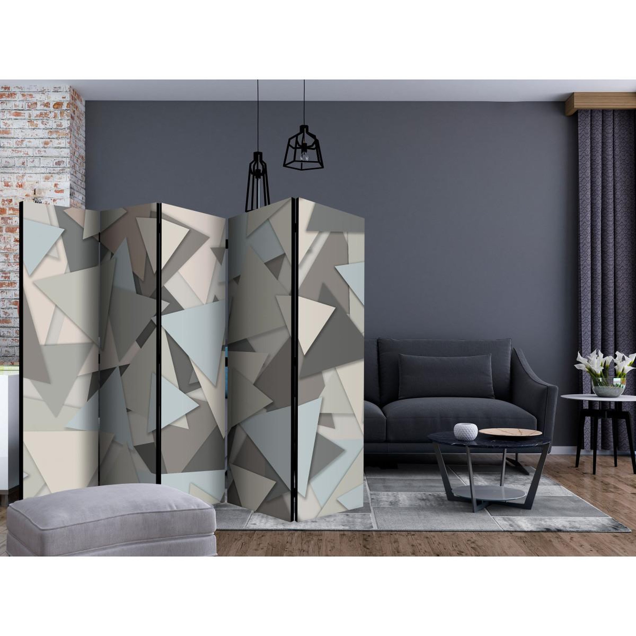 Voir la diapositive 2 : Paris Prix Paravent 5 volets  geometric puzzle ii  172x225cm