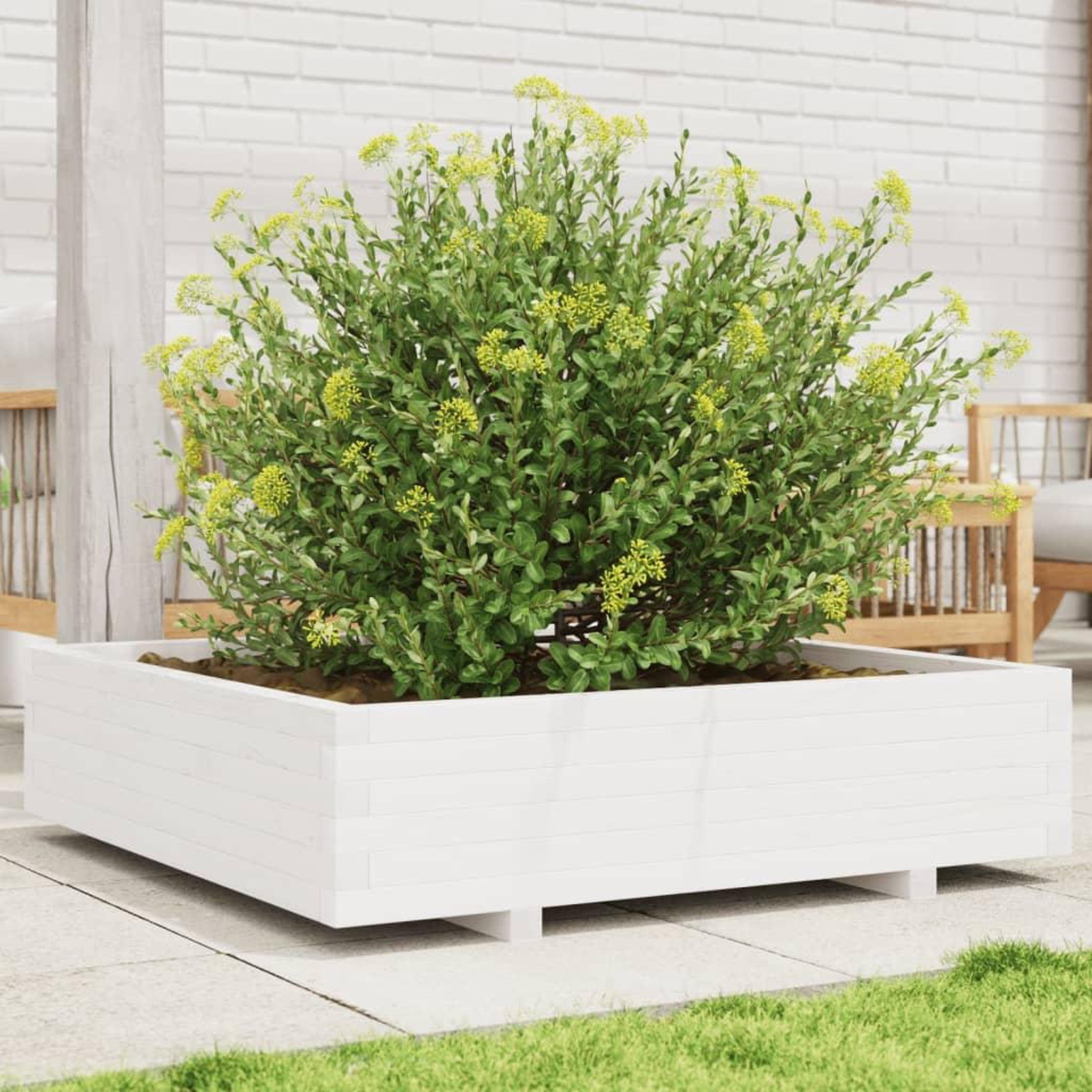 VIDAXL Jardiniere blanc 100x100x26,5 cm bois de pin massif