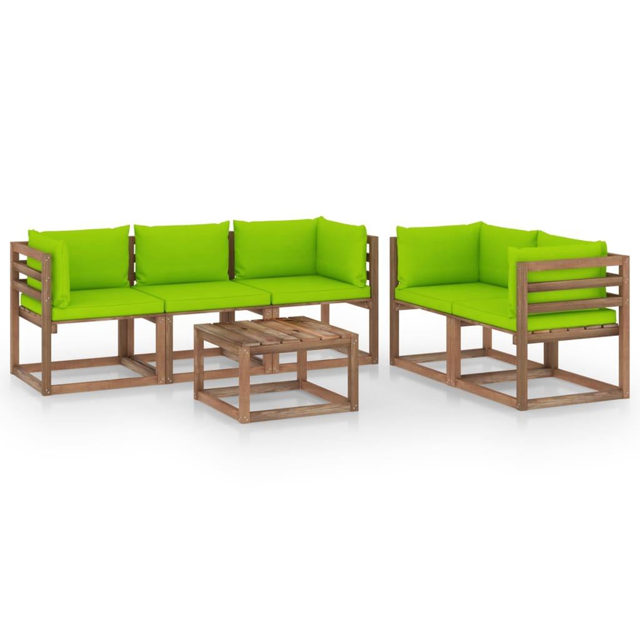 Voir la diapositive 1 : VIDAXL Salon de jardin 6 pcs avec coussins vert brillant