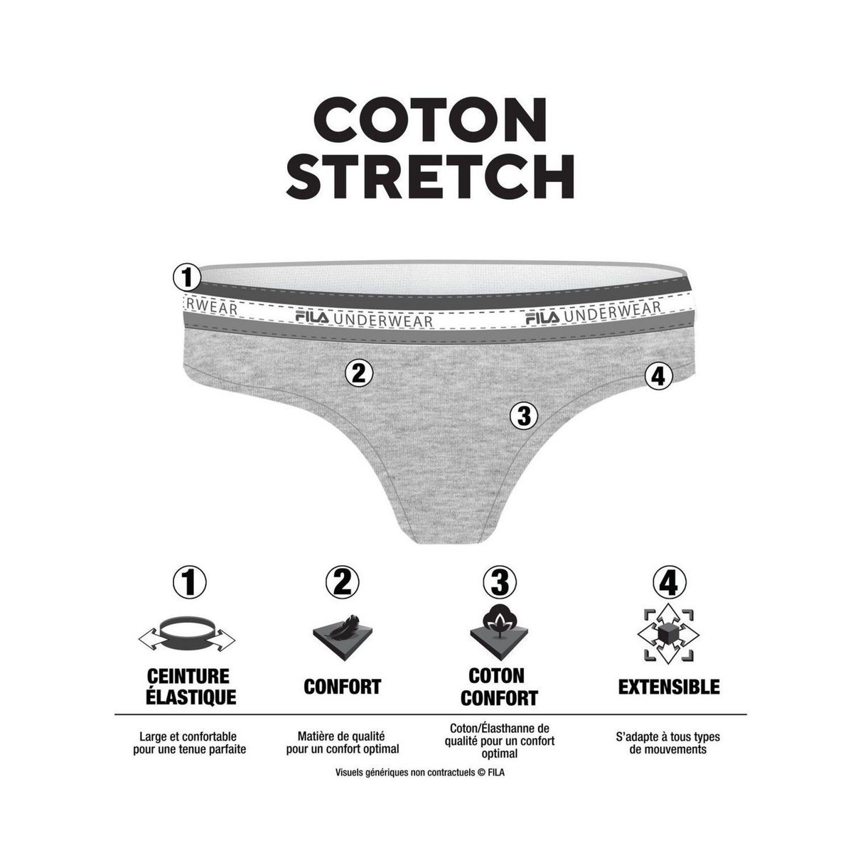 FILA Lot de 3 strings femme uni