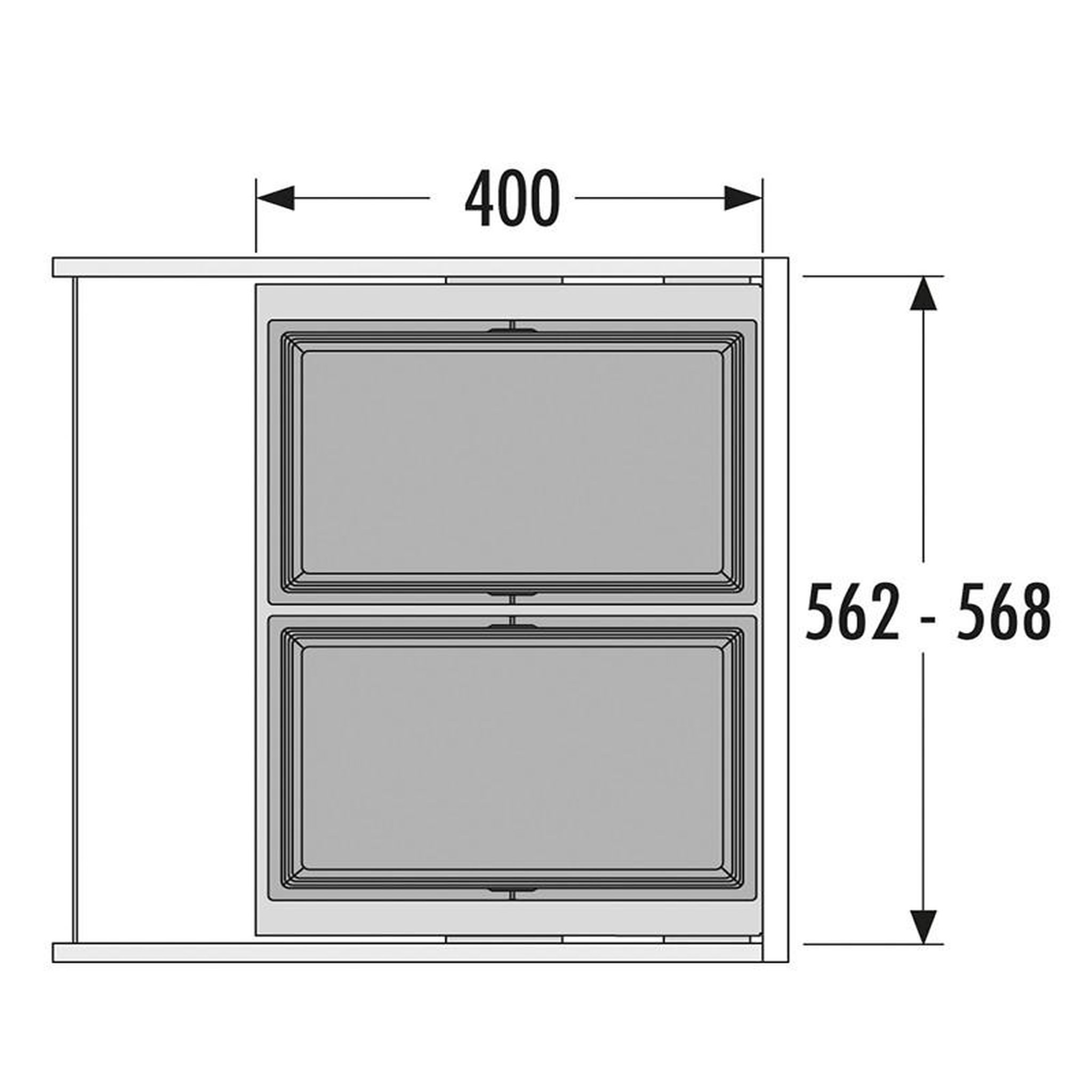 Voir la diapositive 5 : HAILO Poubelle de cuisine tri sélectif 2 bacs encastrable 56l (28+28) hailo cargo synchro