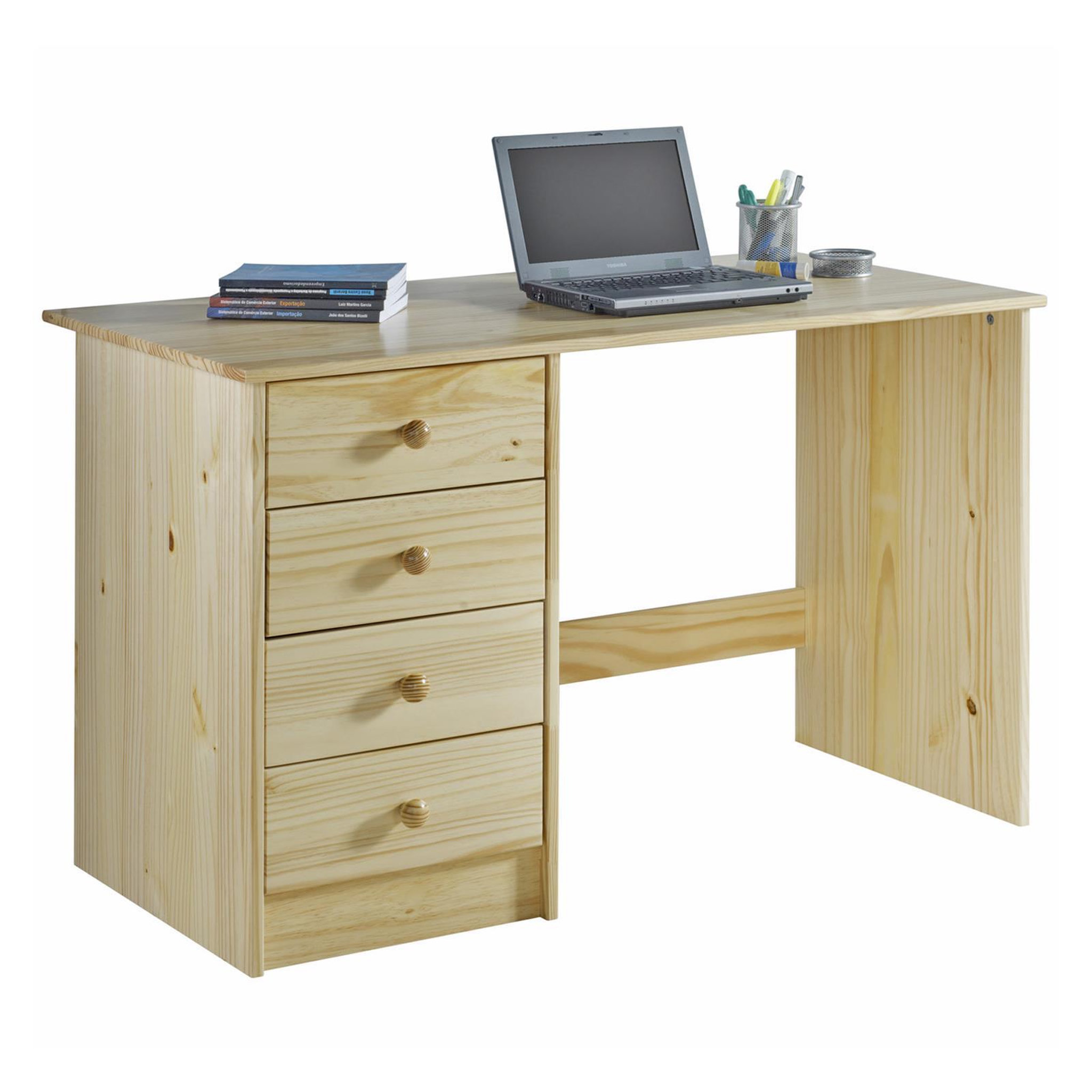 IDIMEX Bureau en pin ARNE avec 4 tiroirs