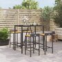Voir la diapositive 1 : VIDAXL Ensemble de bar jardin 5 pcs noir poly rotin/bois massif acacia