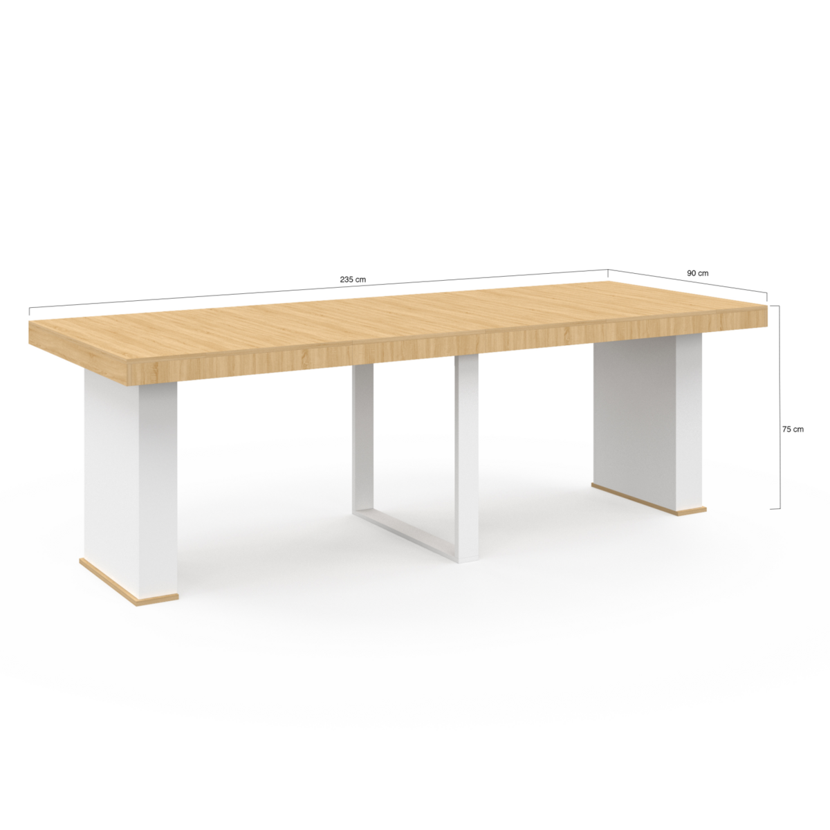 ID MARKET Table console extensible EDEN 10 personnes 235 cm bois et blanc