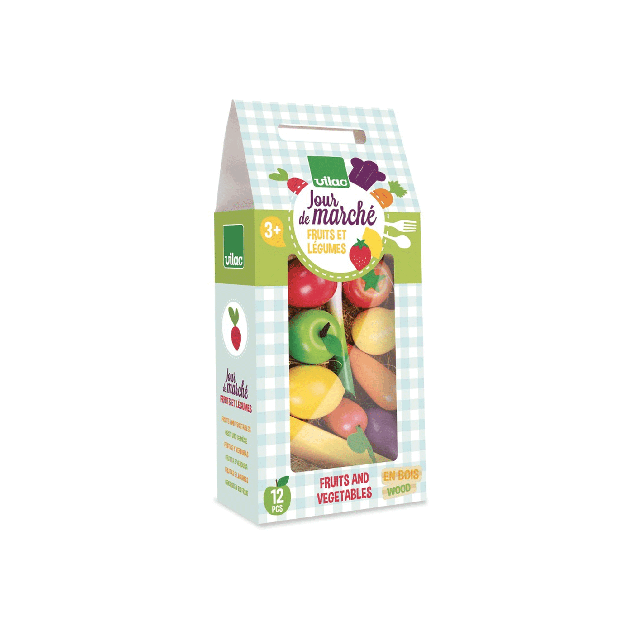Voir la diapositive 3 : Vilac Jour de marché : Set de fruits et légumes en bois