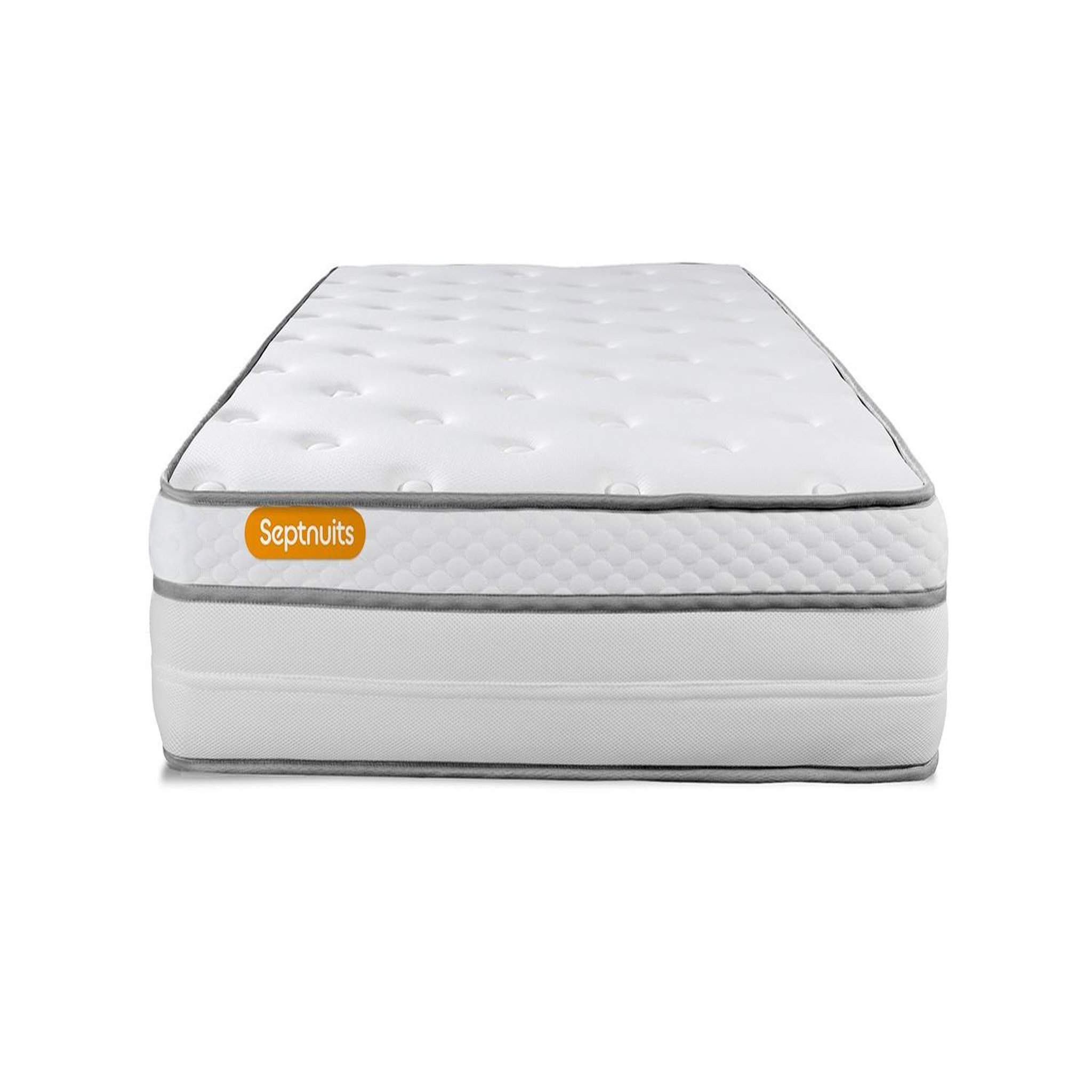 SEPTNUITS Matelas Memo Luxe  Ressorts ensachés + mémoire de forme 5 zones de confort MAXI épaisseur. Coloris disponibles : Blanc