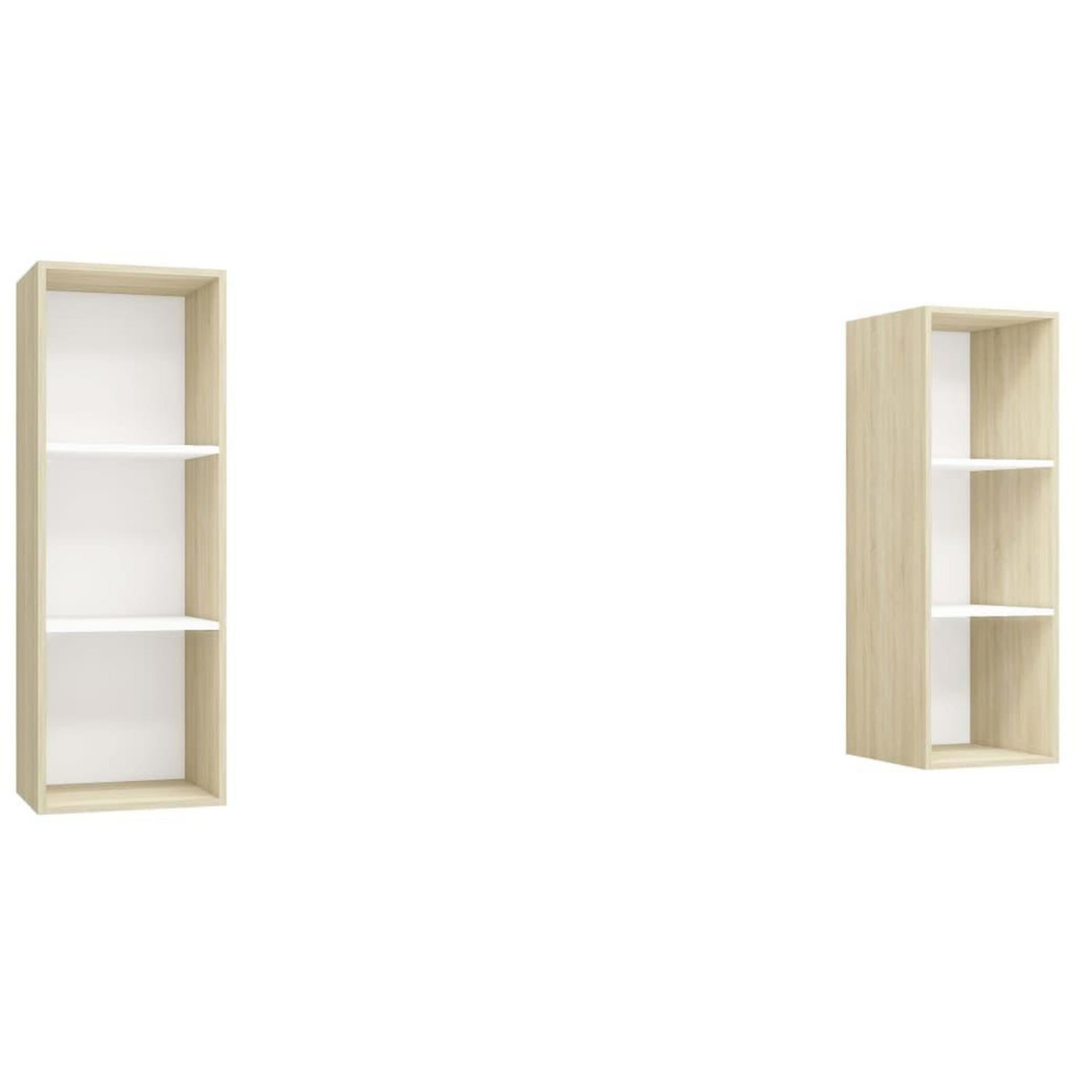 VIDAXL Meubles TV muraux 2 pcs Blanc et chene sonoma Bois d'ingenierie