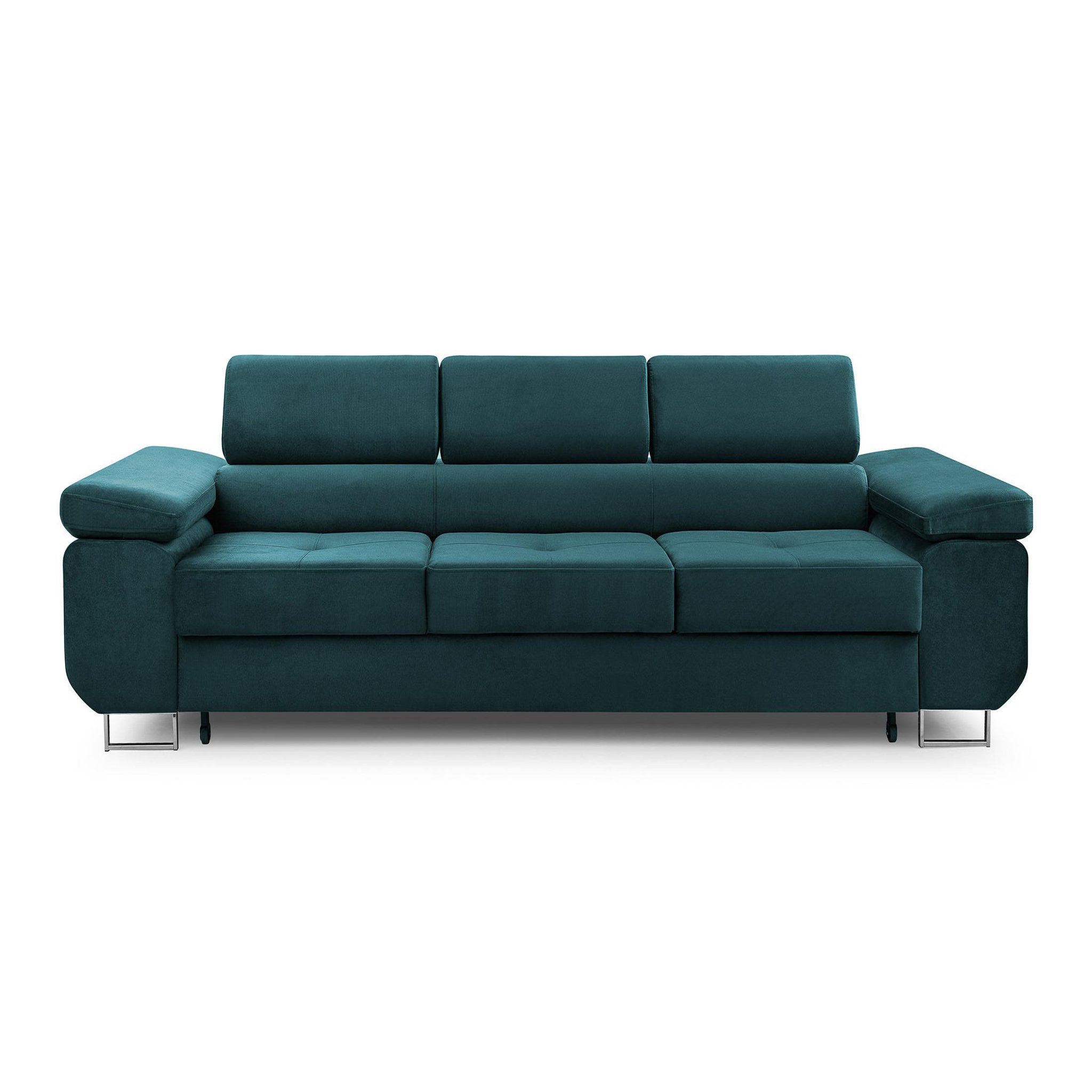 Voir la diapositive 5 : BEST MOBILIER Pablo - canapé 3 places - convertible avec têtières réglables - en velours