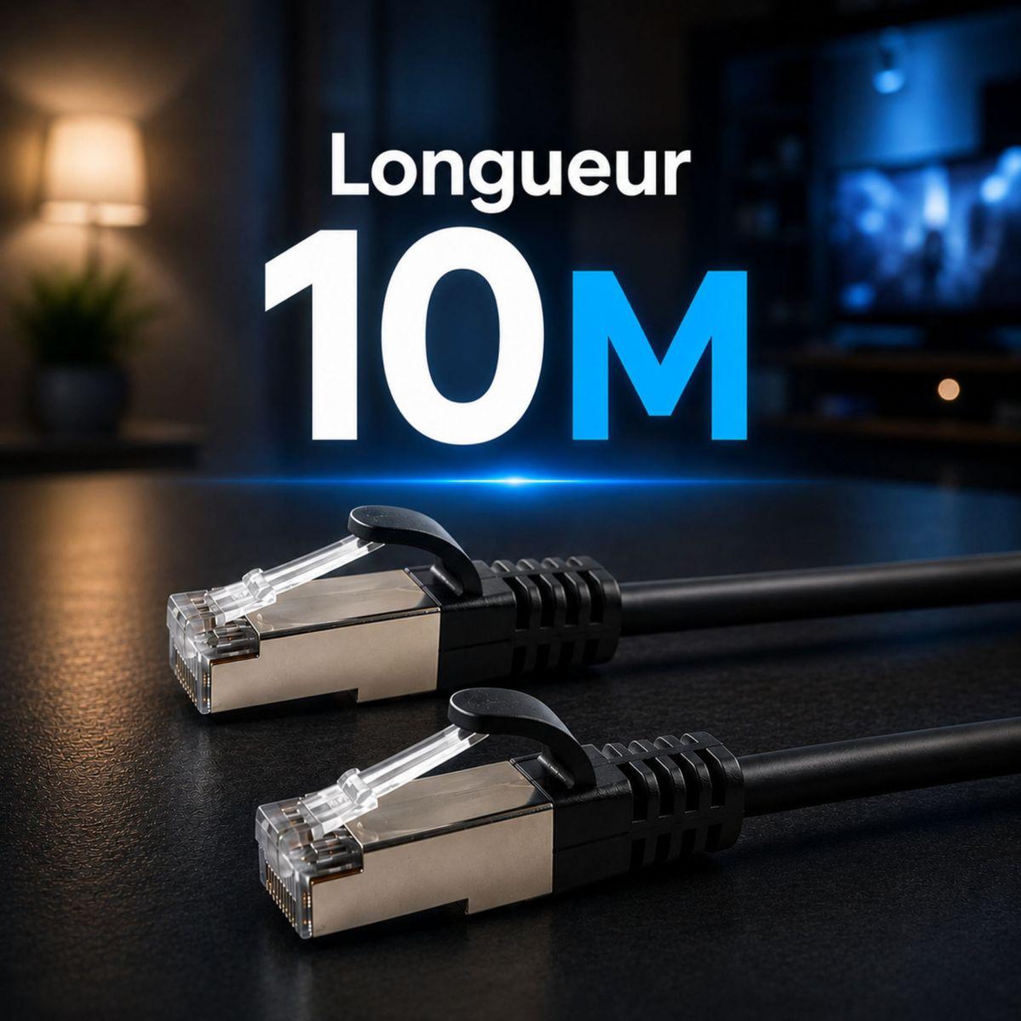 Voir la diapositive 3 : ESSENTIEL B Câble ethernet rj45 10m droit cat6e noir