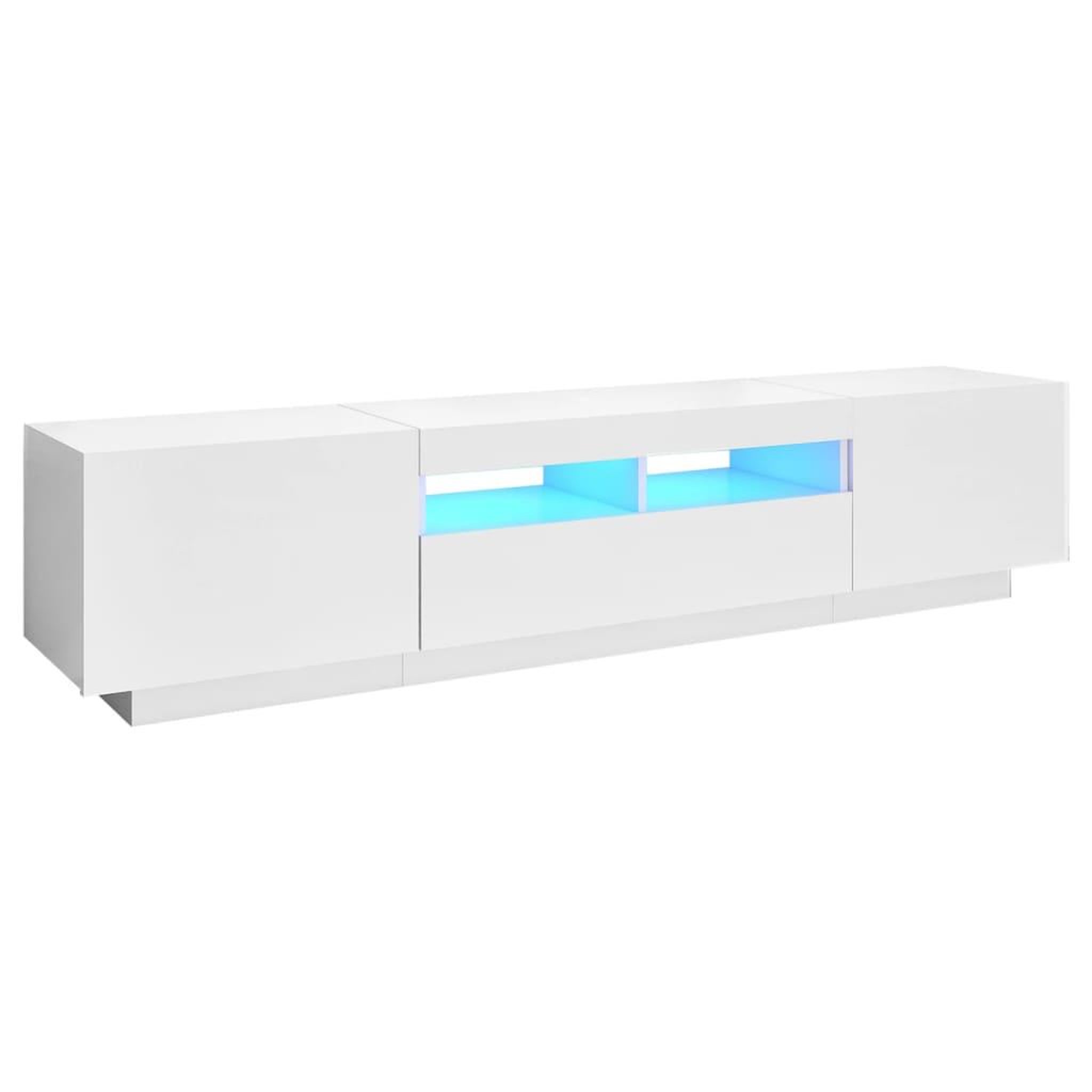 Voir la diapositive 2 : VIDAXL Meuble TV avec lumieres LED Blanc brillant 180x35x40 cm