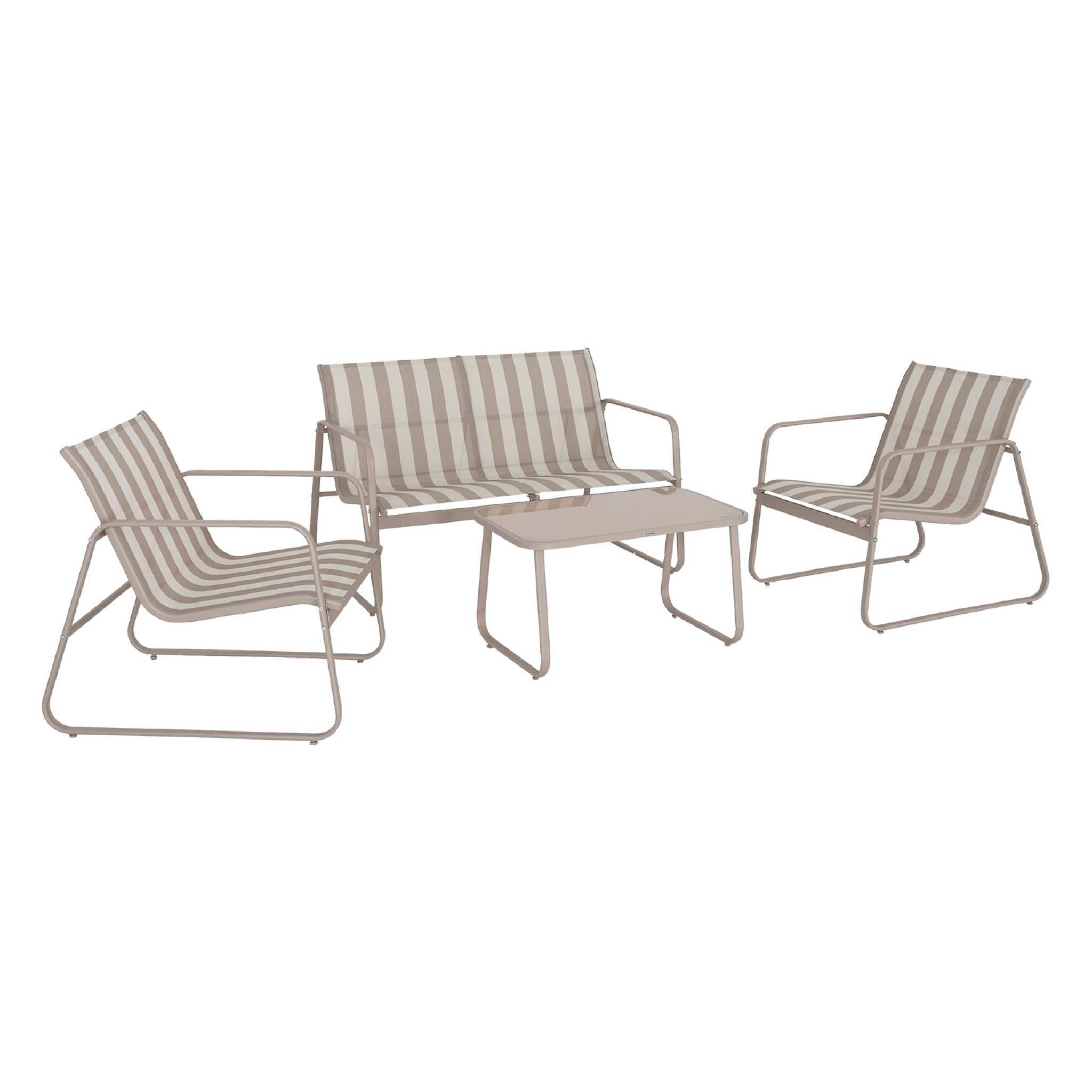 Voir la diapositive 1 : SWEEEK Salon de jardin en métal  et textilène pour 4 personnes, design