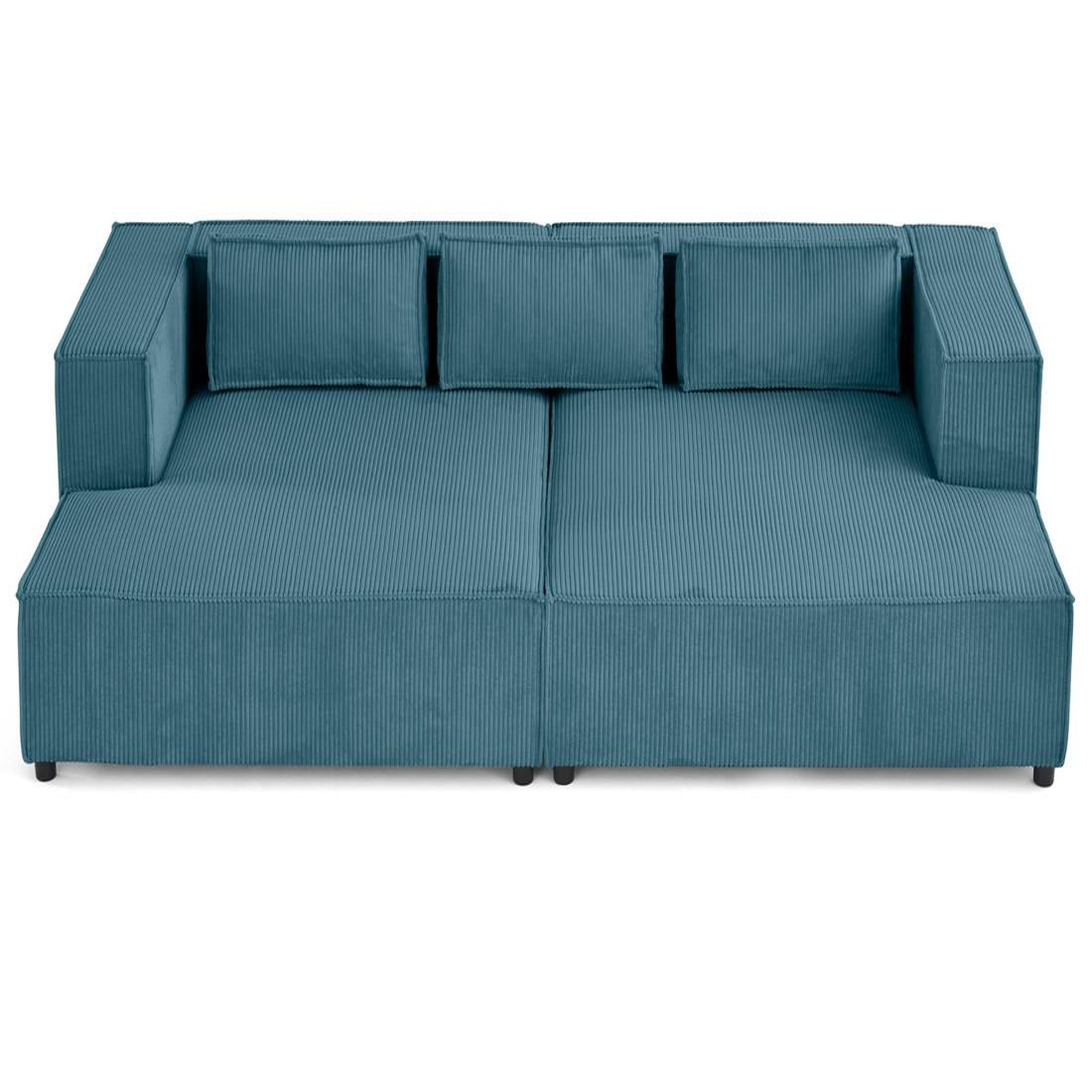 Voir la diapositive 3 : LISA DESIGN Stella - canapé droit 3 places avec double méridienne - assise profonde - en velours côtelé