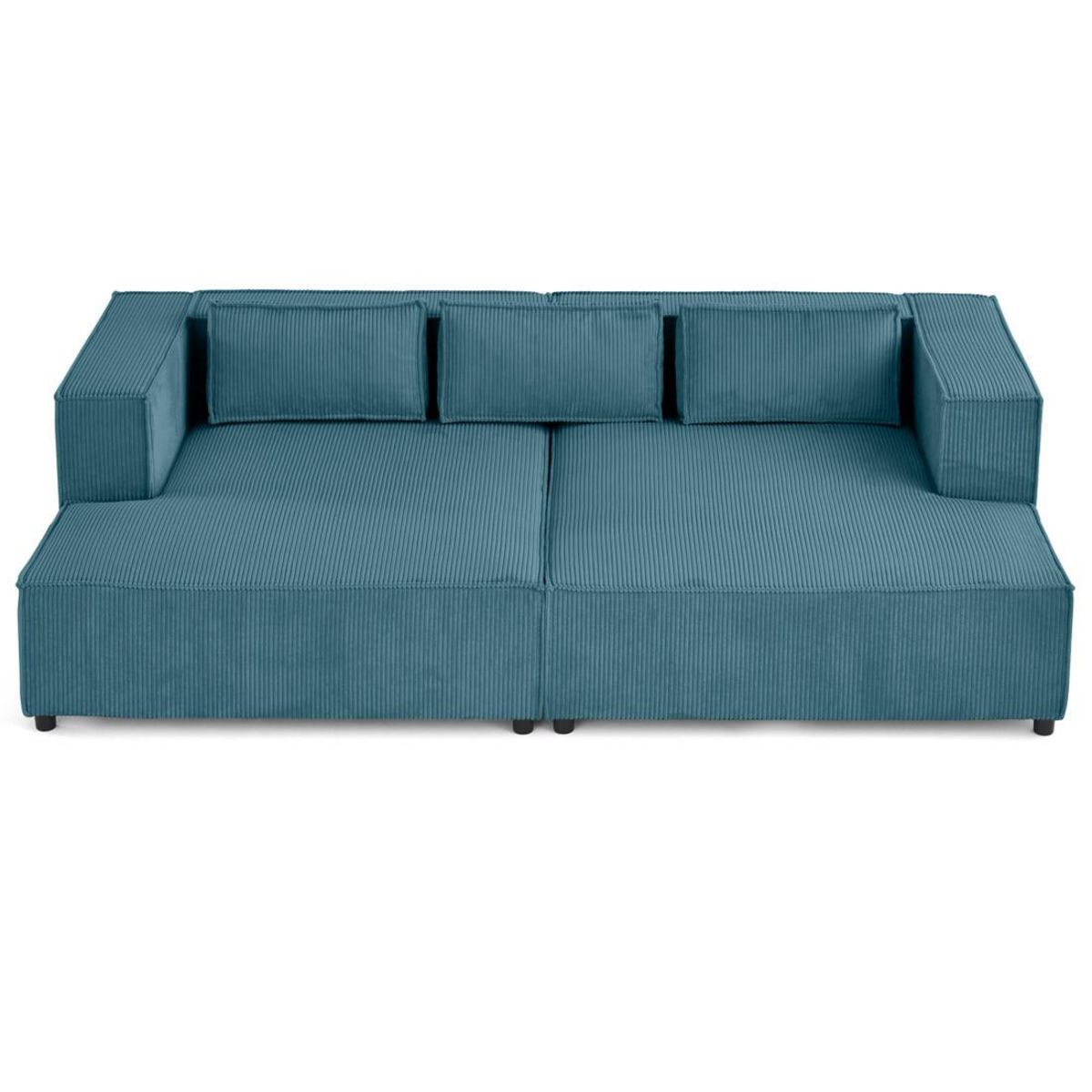 LISA DESIGN Stella - canapé droit 3 places avec double méridienne - assise profonde - en velours côtelé