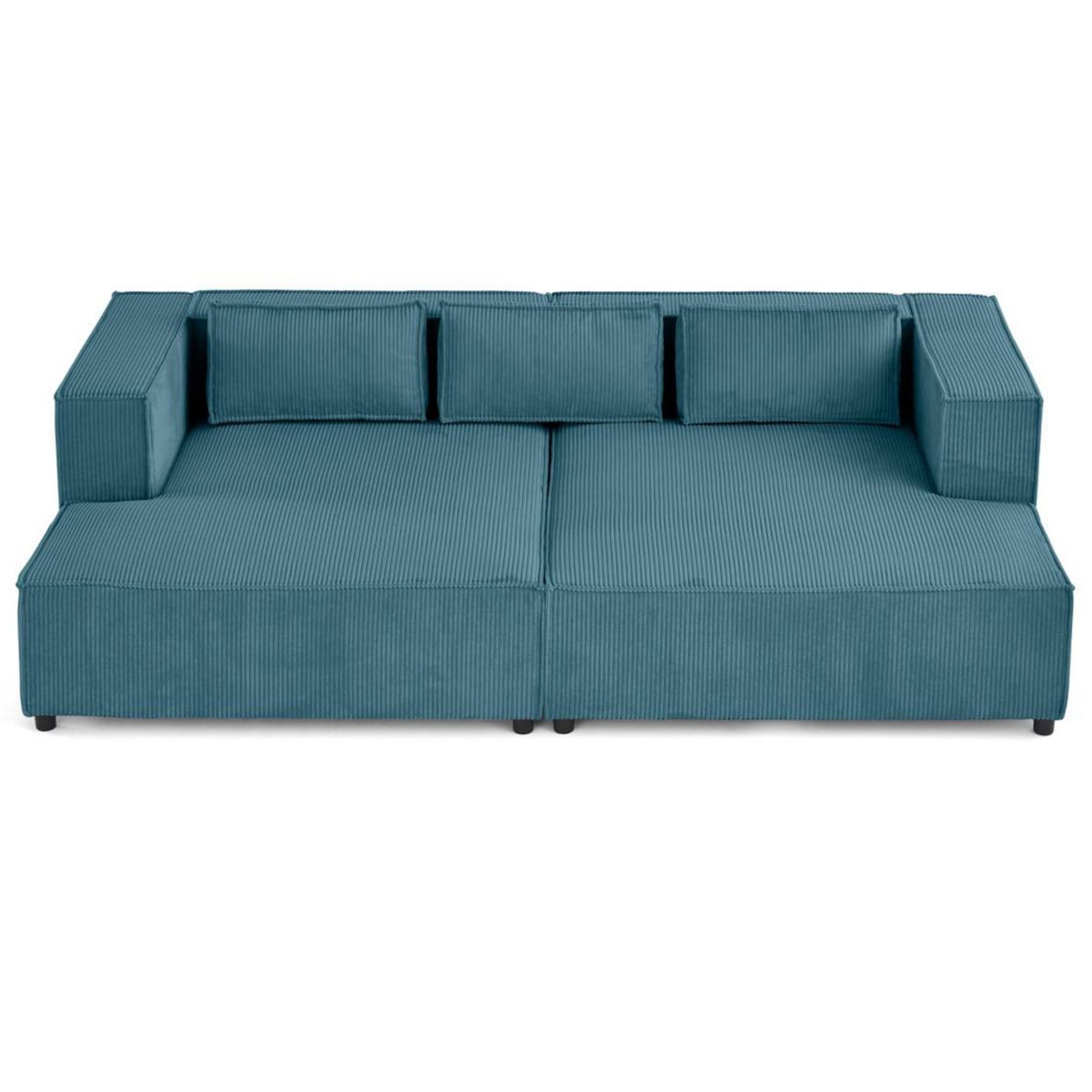 LISA DESIGN Stella - canapé droit 3 places avec double méridienne - assise profonde - en velours côtelé