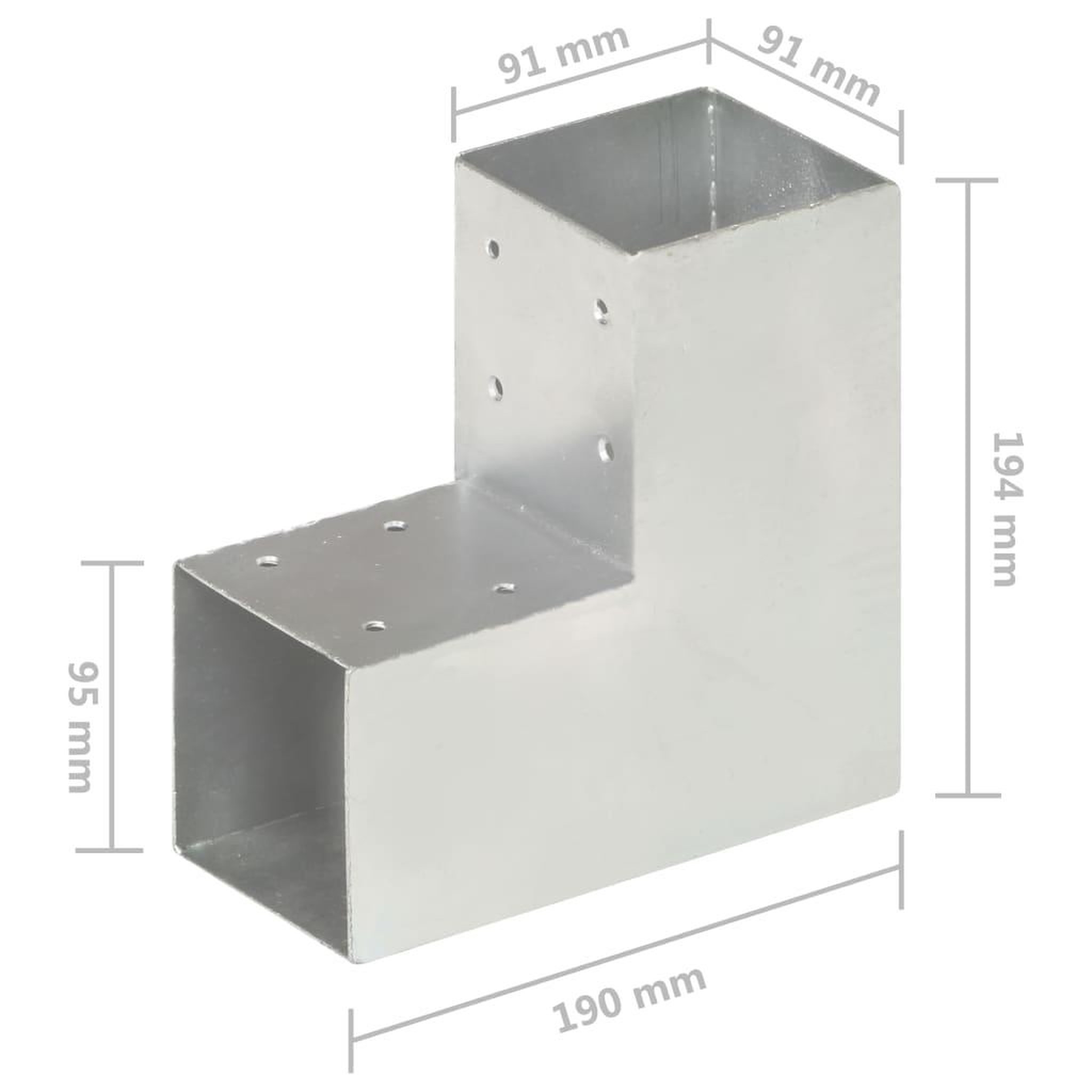 Voir la diapositive 6 : VIDAXL Connecteurs de poteau 4 pcs Forme en L Metal galvanise 91x91 mm
