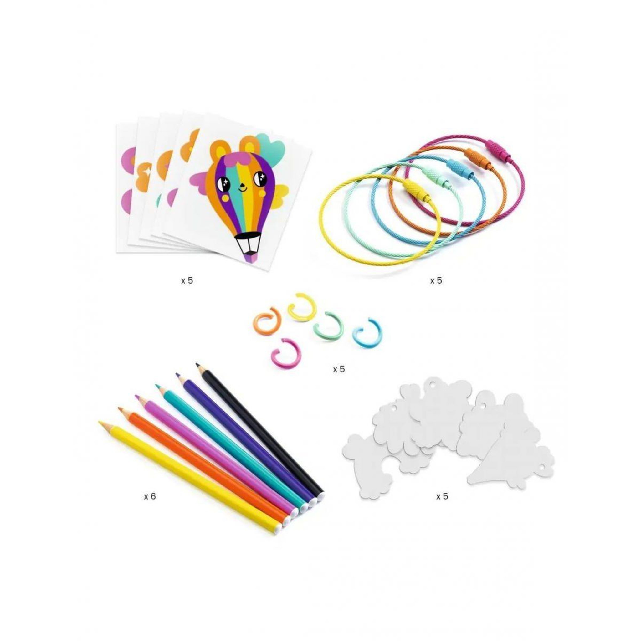 Voir la diapositive 2 : Djeco Artistic plastic les porte-clefs kawaï