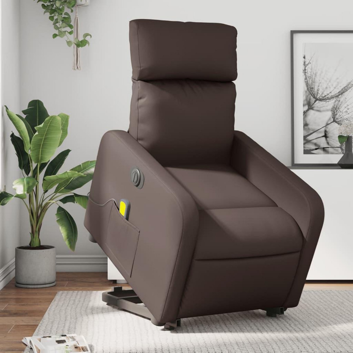 VIDAXL Fauteuil inclinable de massage electrique marron similicuir